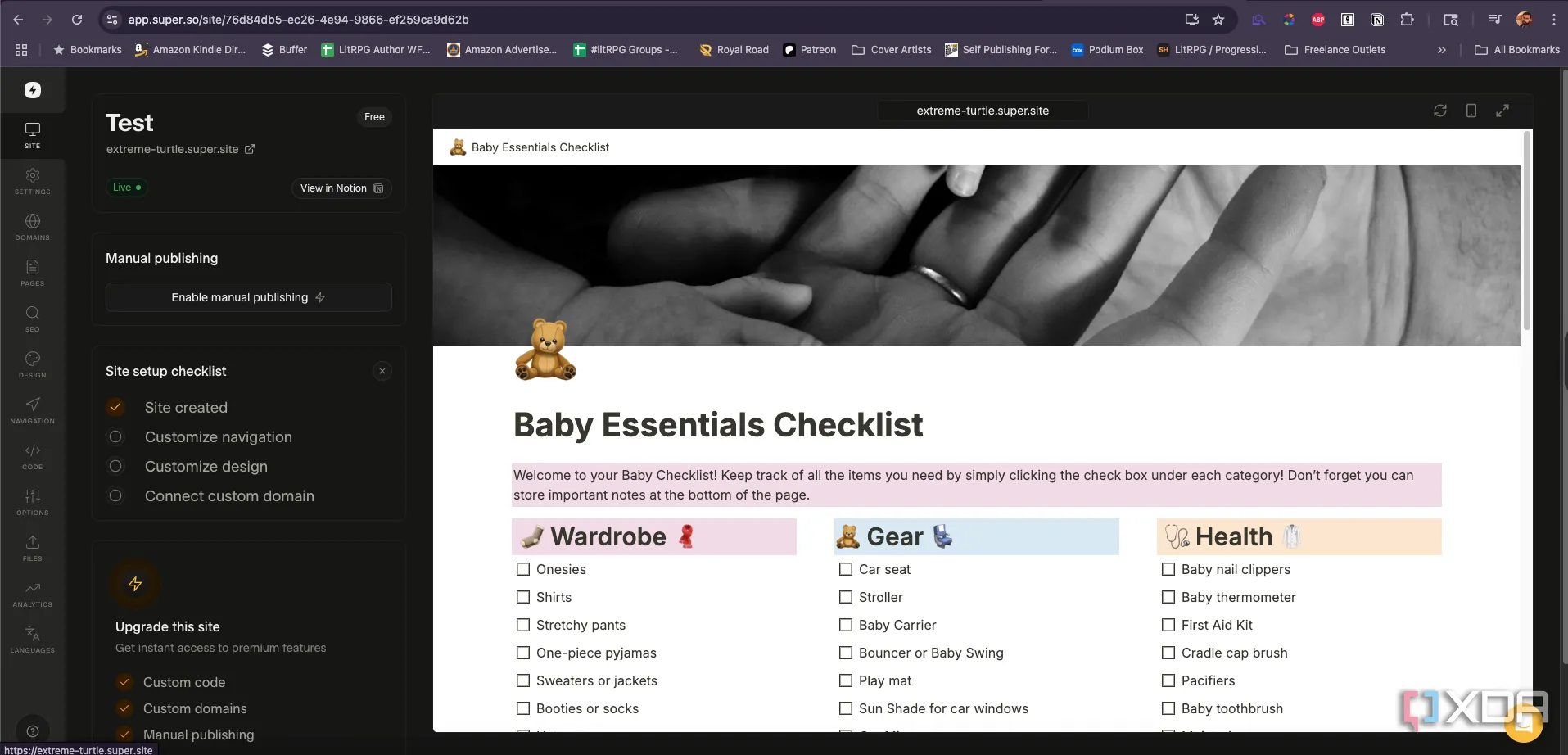 Hình ảnh một trang web được tạo từ tích hợp Super.so với Notion