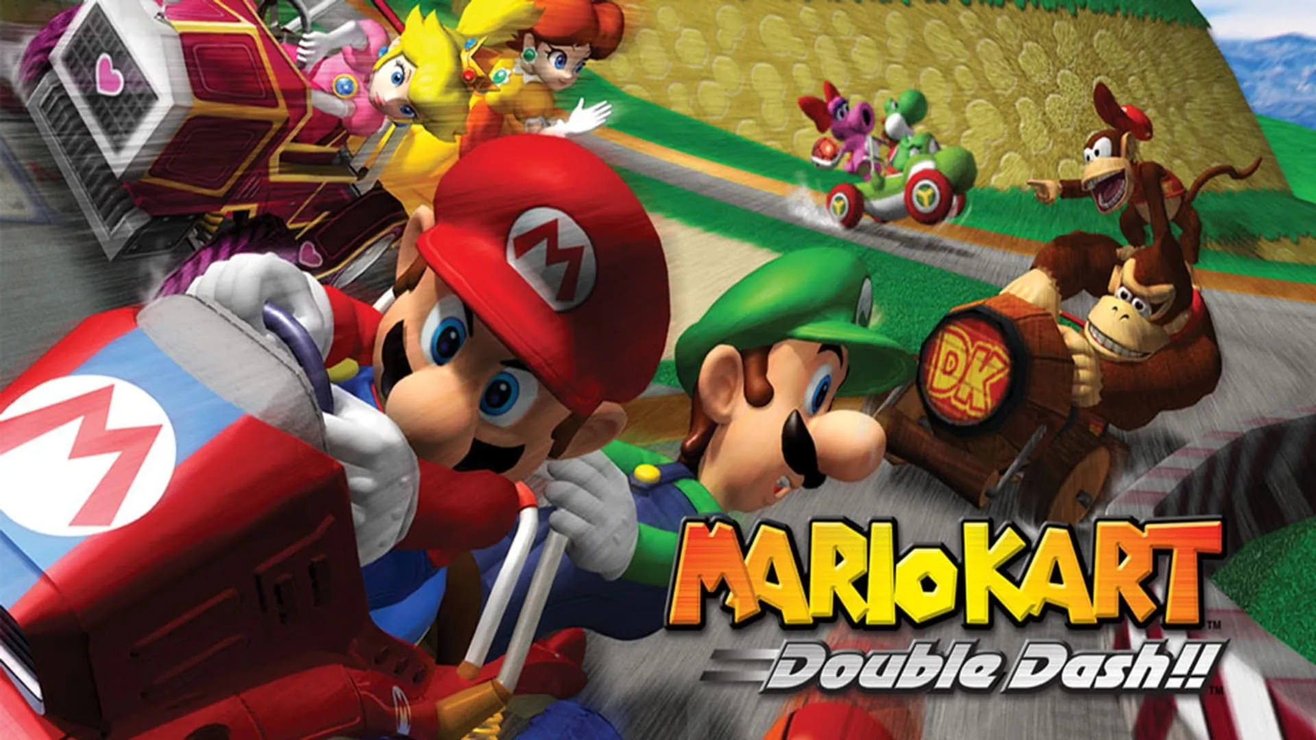 Hình ảnh quảng bá cho game đua xe Mario Kart: Double Dash của Nintendo
