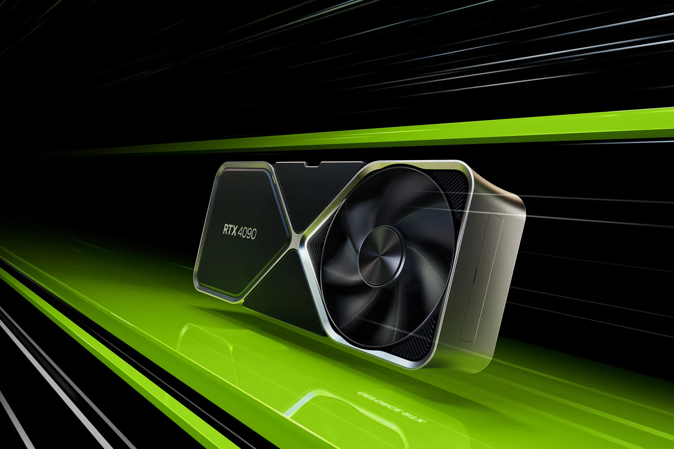 Hình ảnh render card đồ họa Nvidia RTX 4090, tượng trưng cho linh kiện PC cao cấp chịu ảnh hưởng nặng nề bởi sự mất giá theo thời gian.