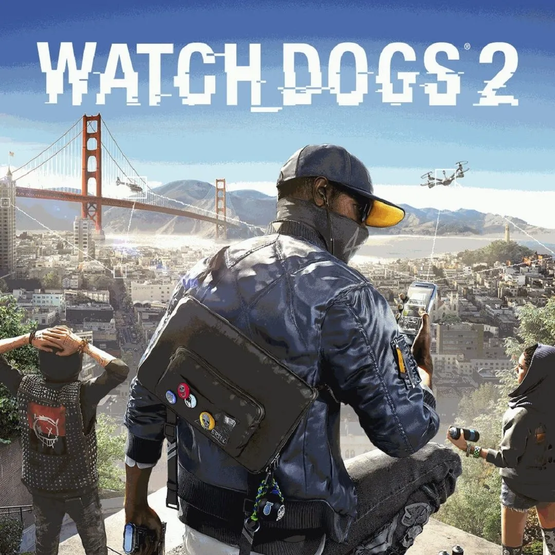 Hình ảnh sản phẩm game Watch Dogs 2, minh họa một cảnh hành động với khả năng hack trong thành phố San Francisco