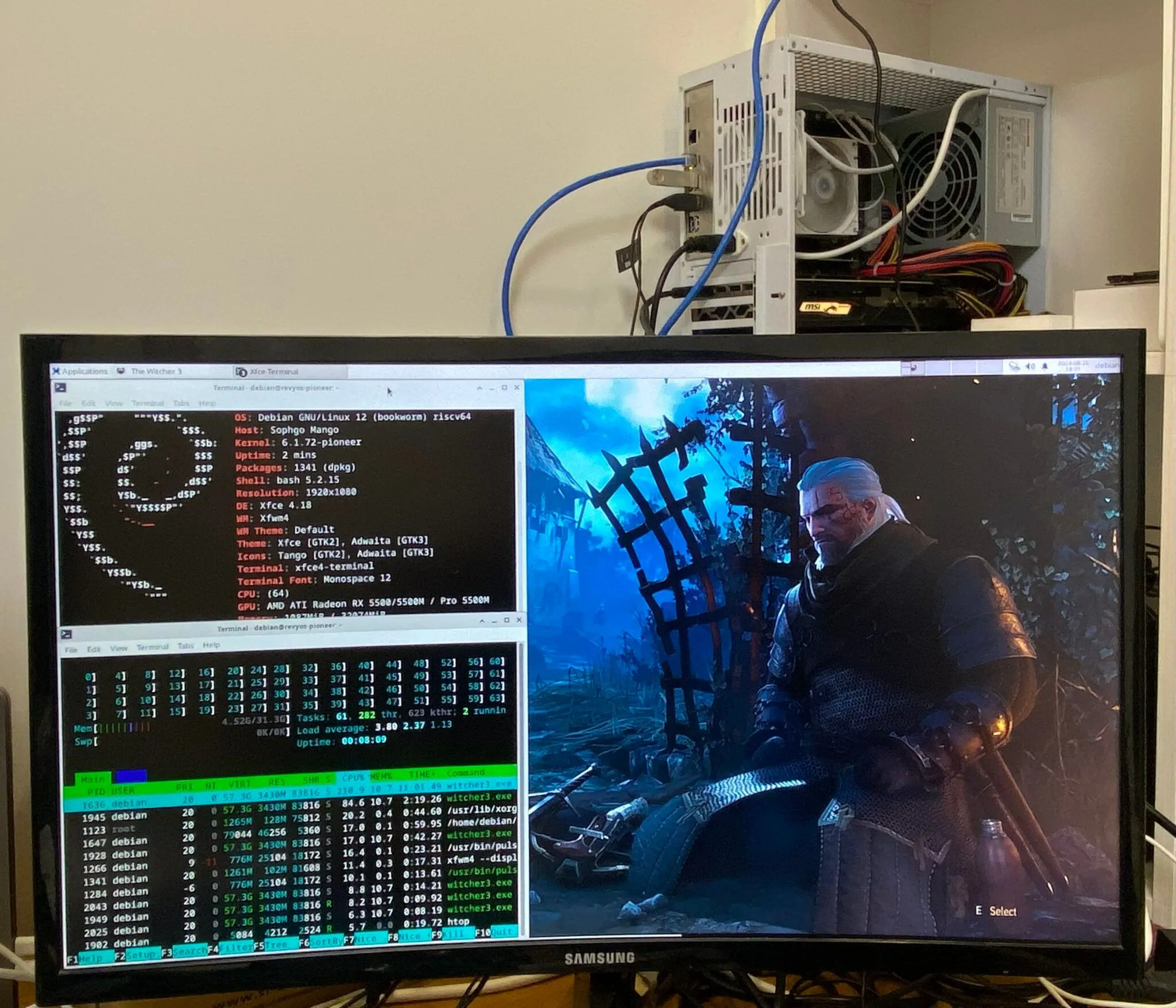 Hình ảnh The Witcher 3 chạy trên bộ xử lý RISC-V