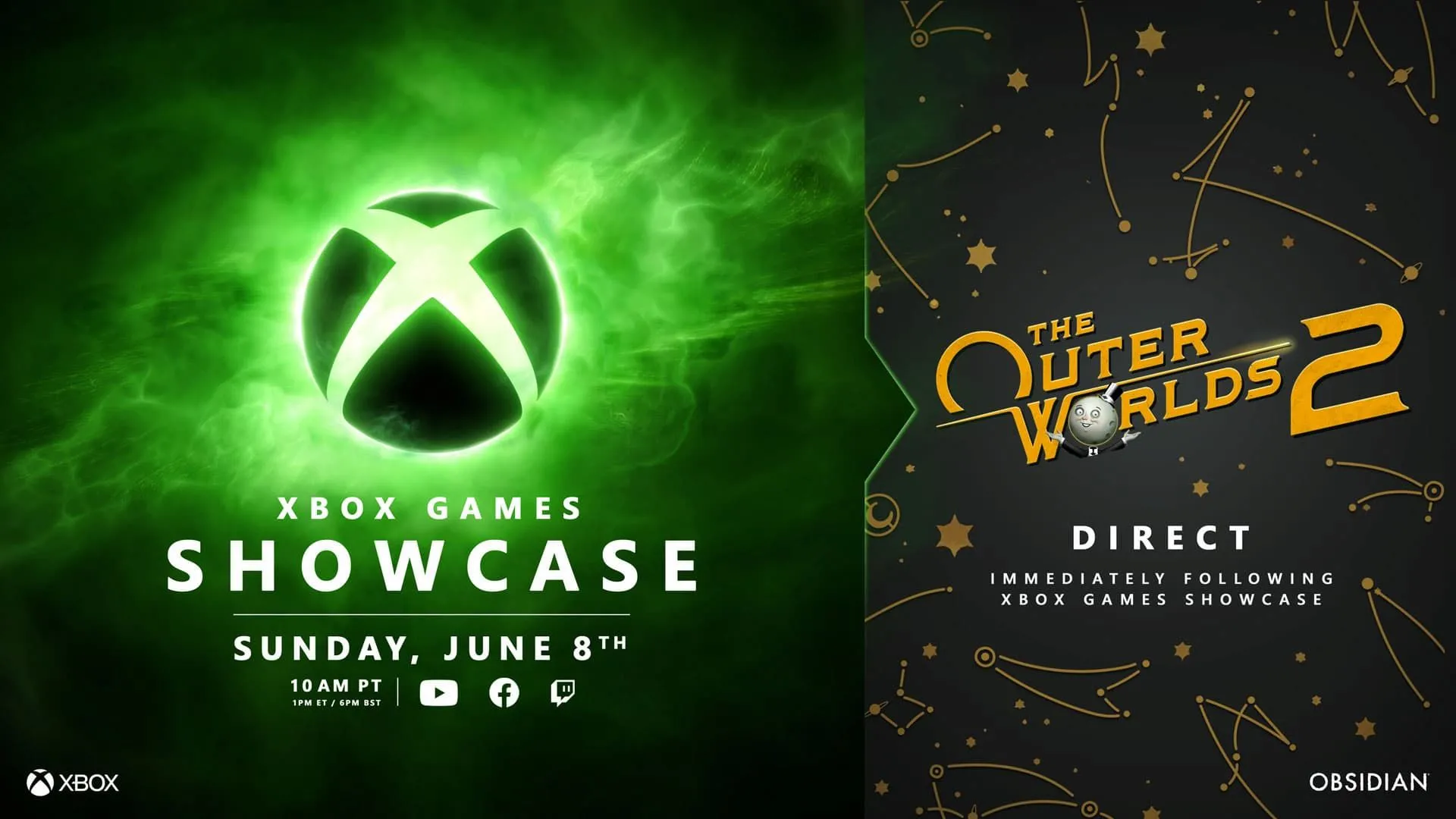Hình ảnh thông báo Xbox Games Showcase 2025 cùng The Outer Worlds 2 Direct