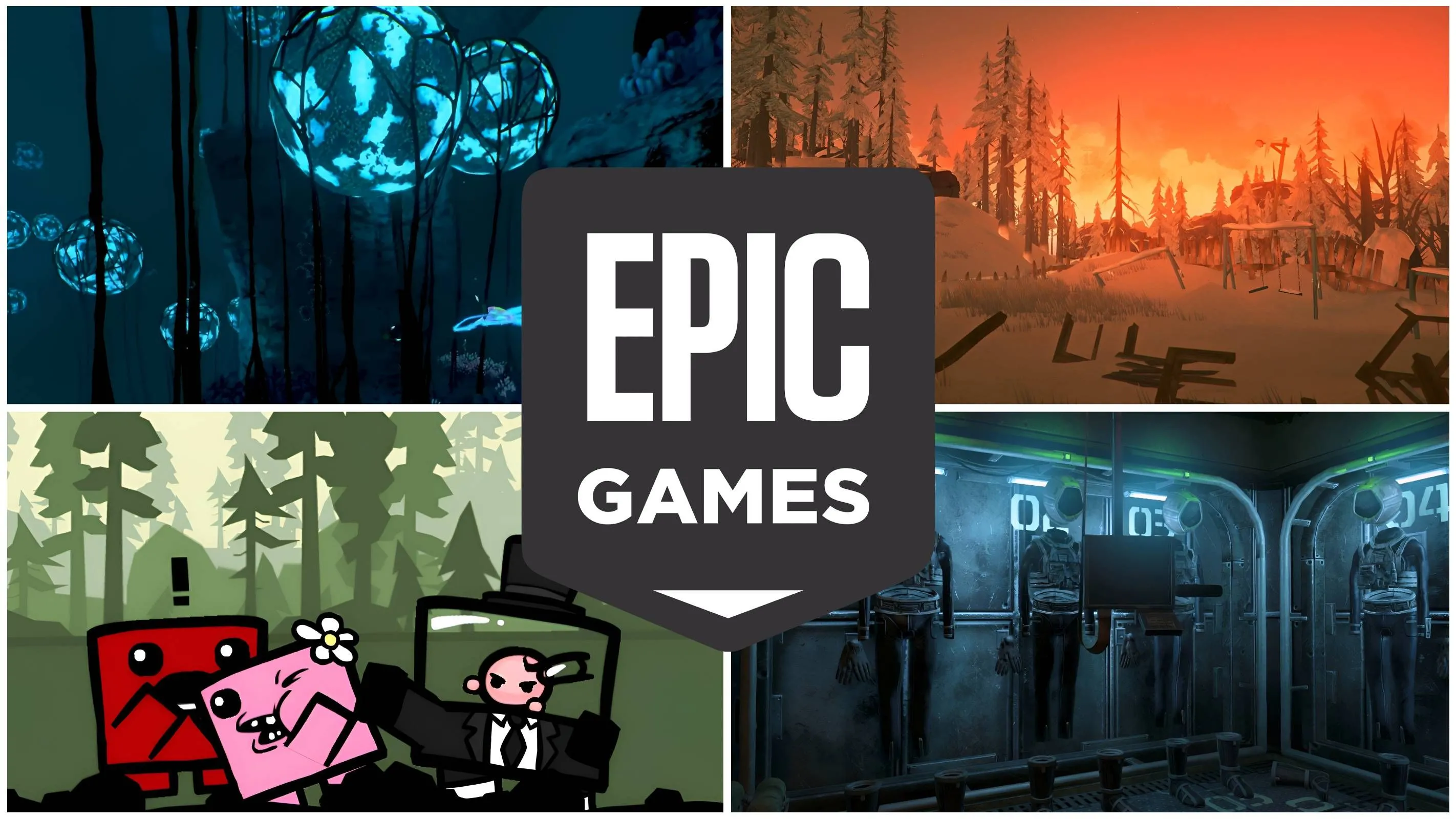 Hình ảnh tổng hợp các tựa game miễn phí đáng chú ý trên Epic Games Store, bao gồm Deathloop và Ogu and the Secret Forest.