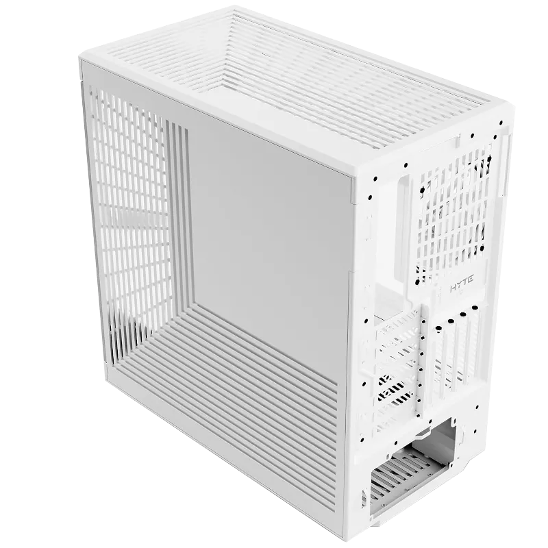 Hình ảnh vỏ case HYTE Y40 Snow White Edition với thiết kế hỗ trợ gắn GPU dọc.