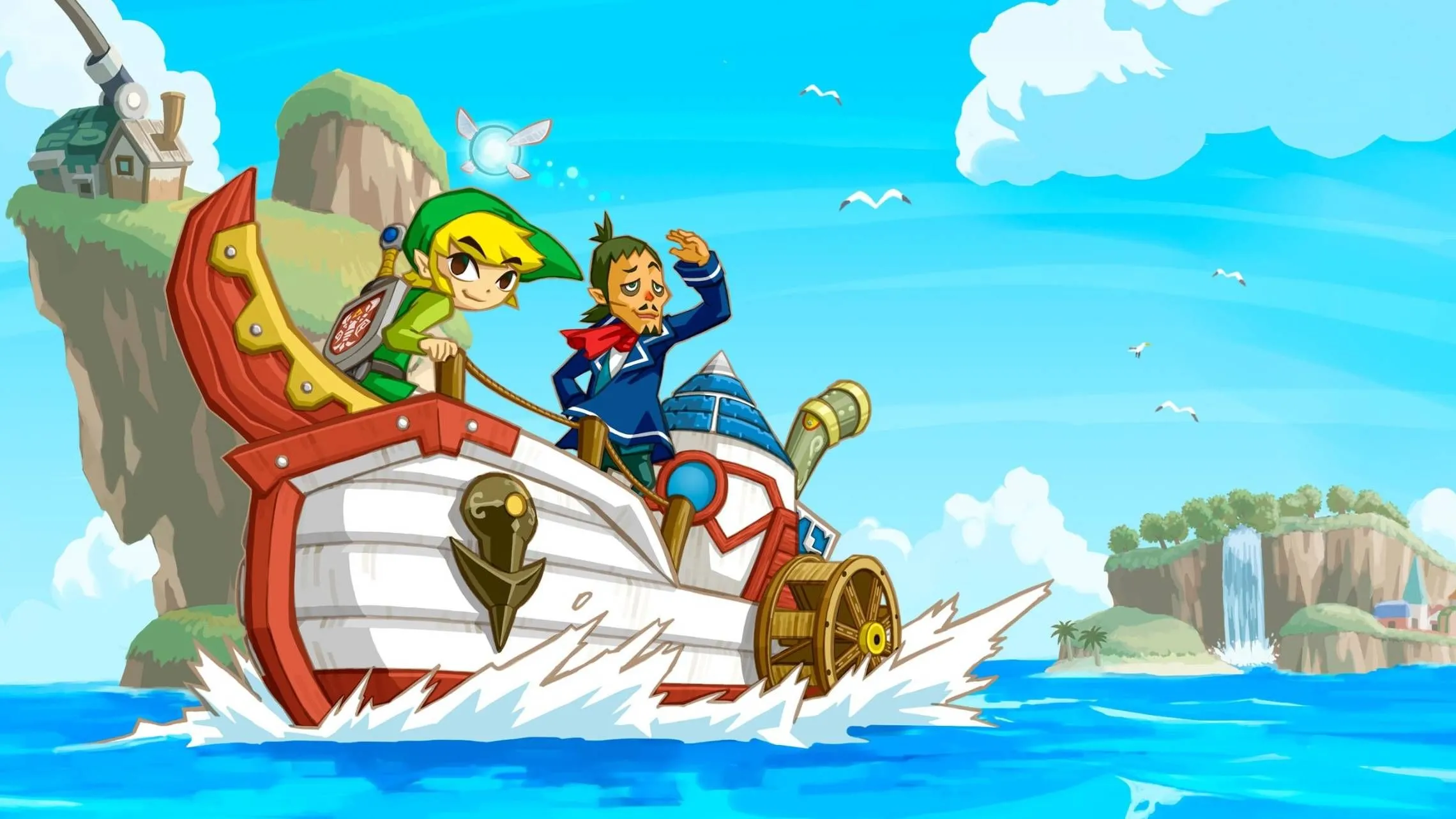 Hình minh họa Link và Linebeck từ The Legend of Zelda: Phantom Hourglass