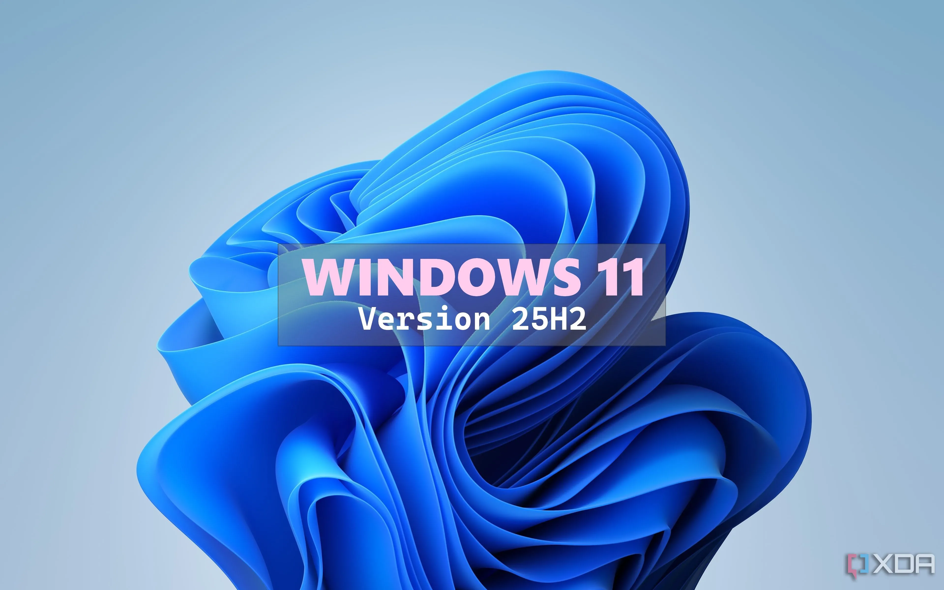 Hình nền Windows 11 Bloom với dòng chữ &quot;Windows 11 Version 25H2&quot; gợi ý về bản cập nhật lớn tiếp theo hoặc khả năng ra mắt Windows 12