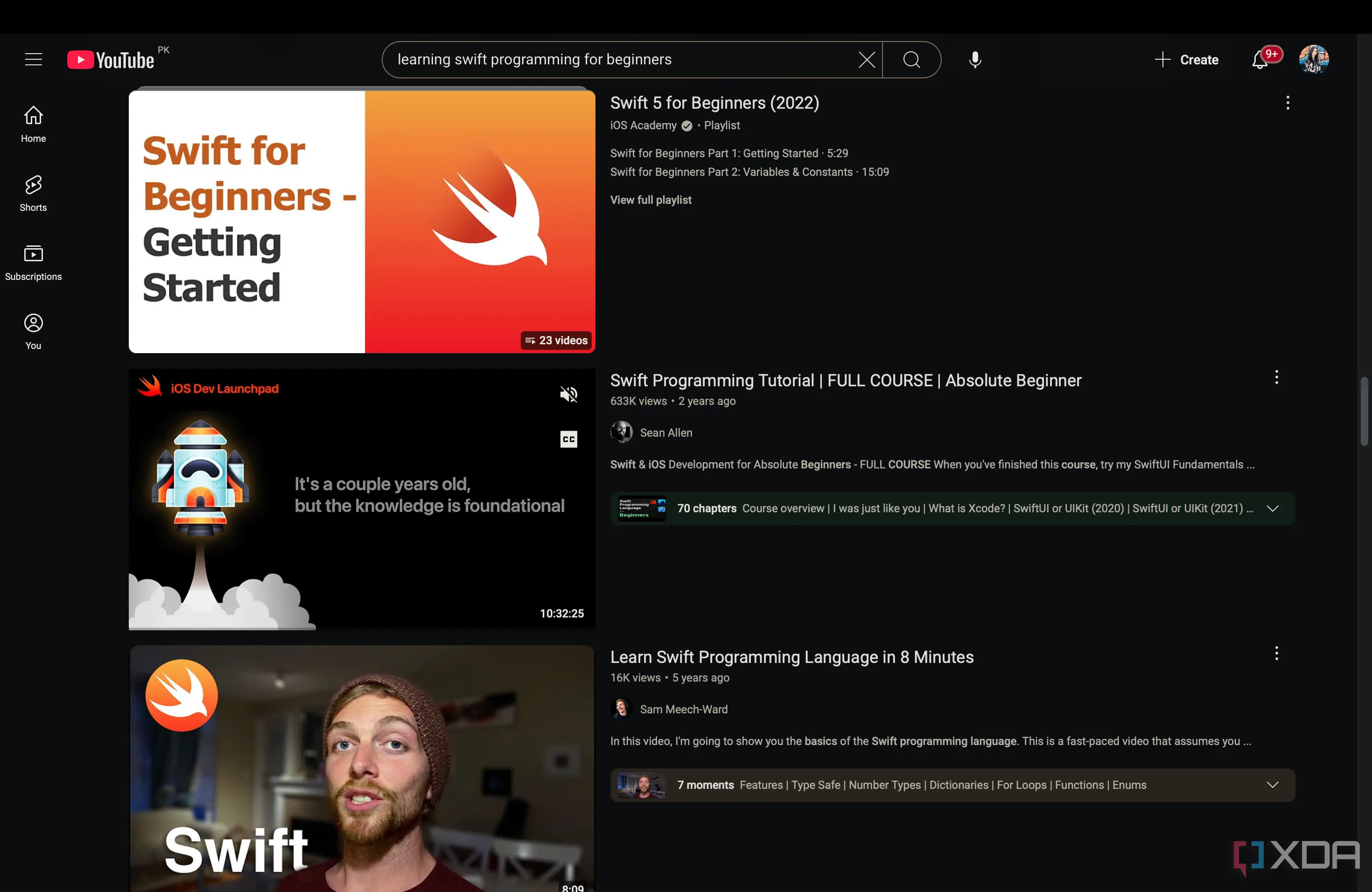 Học Swift qua YouTube