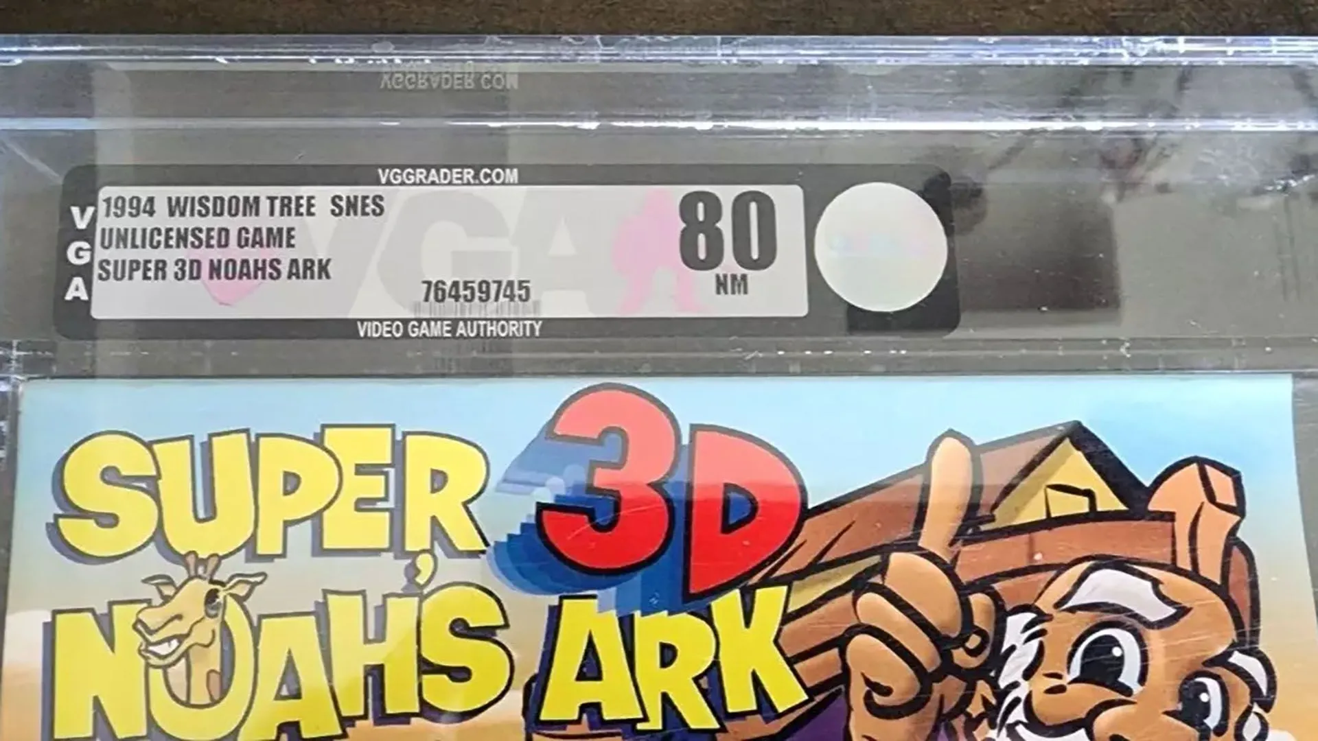 Hộp game Super Noah's Ark 3D được trưng bày như một món đồ sưu tầm quý hiếm