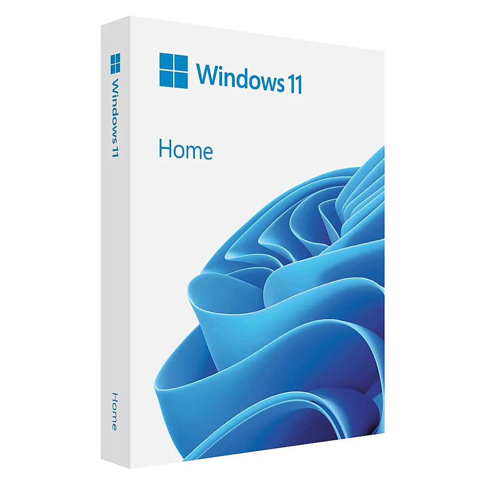 Hộp sản phẩm Windows 11 Home vật lý, minh họa khả năng giả lập game retro trên PC