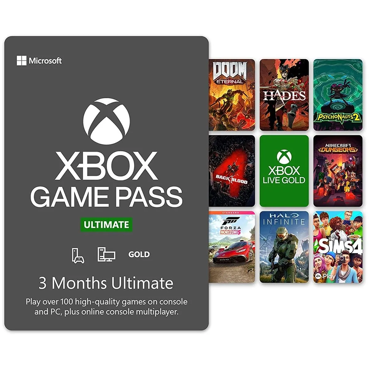 Hộp sản phẩm Xbox Game Pass Ultimate, gói đăng ký mang lại quyền truy cập vào thư viện hơn 100 tựa game trên console, PC và chơi đám mây.