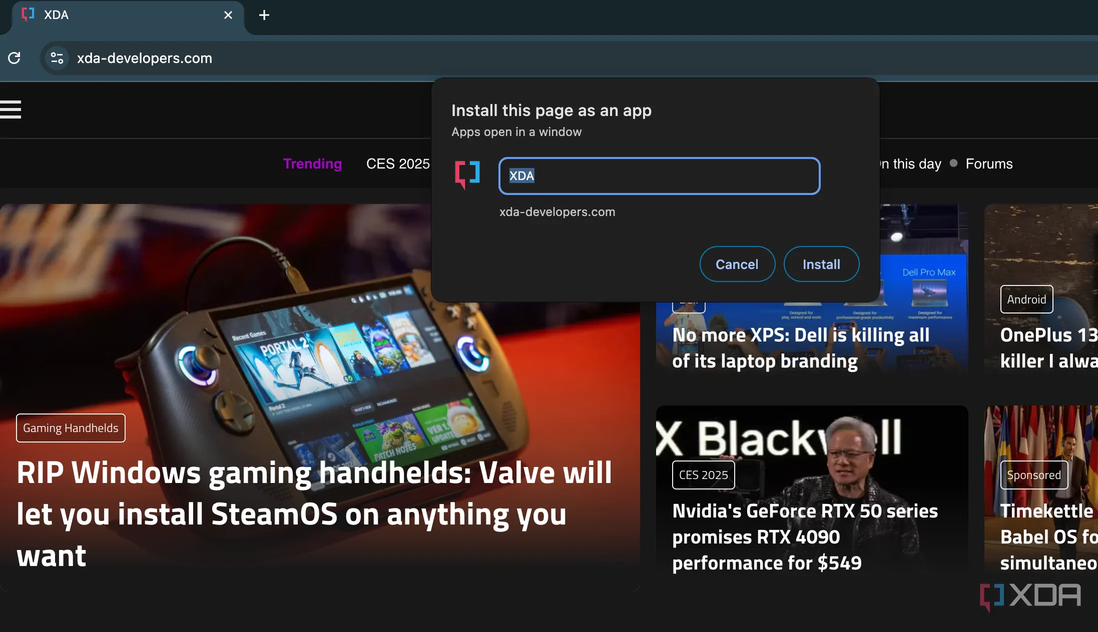 Hướng dẫn cài đặt website XDA thành ứng dụng trên Windows thông qua trình duyệt Chrome