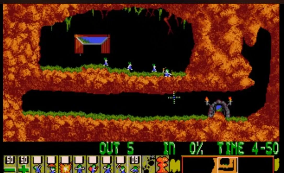 Hướng dẫn đàn Lemming nhỏ bé thoát hiểm qua các chướng ngại vật trong game Lemmings