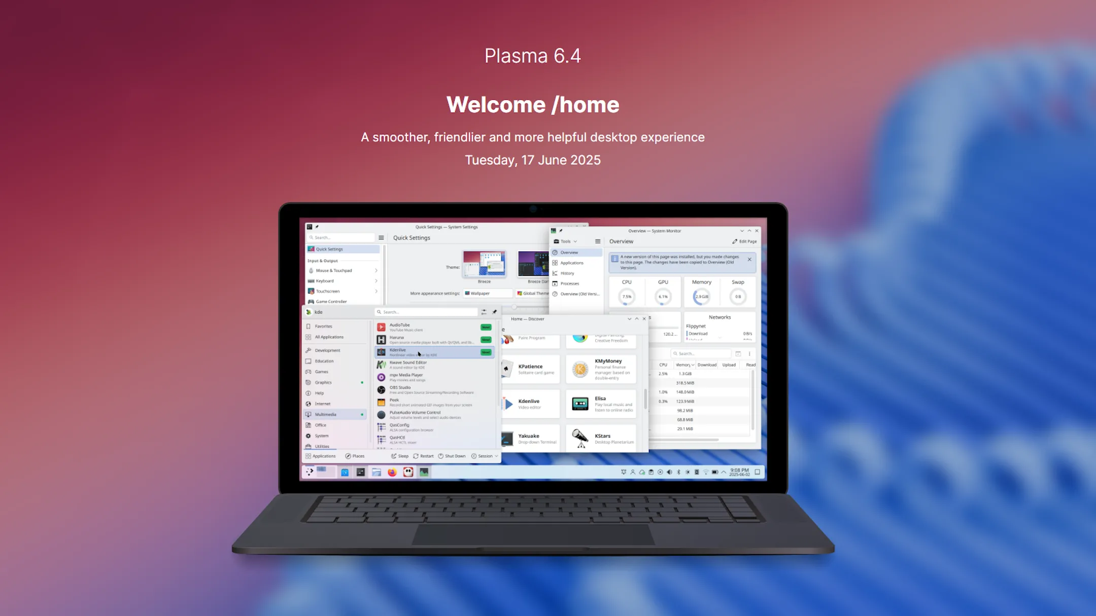 KDE Plasma 6.4: Bàn làm việc Linux với nhiều cửa sổ và biểu tượng sắp xếp gọn gàng