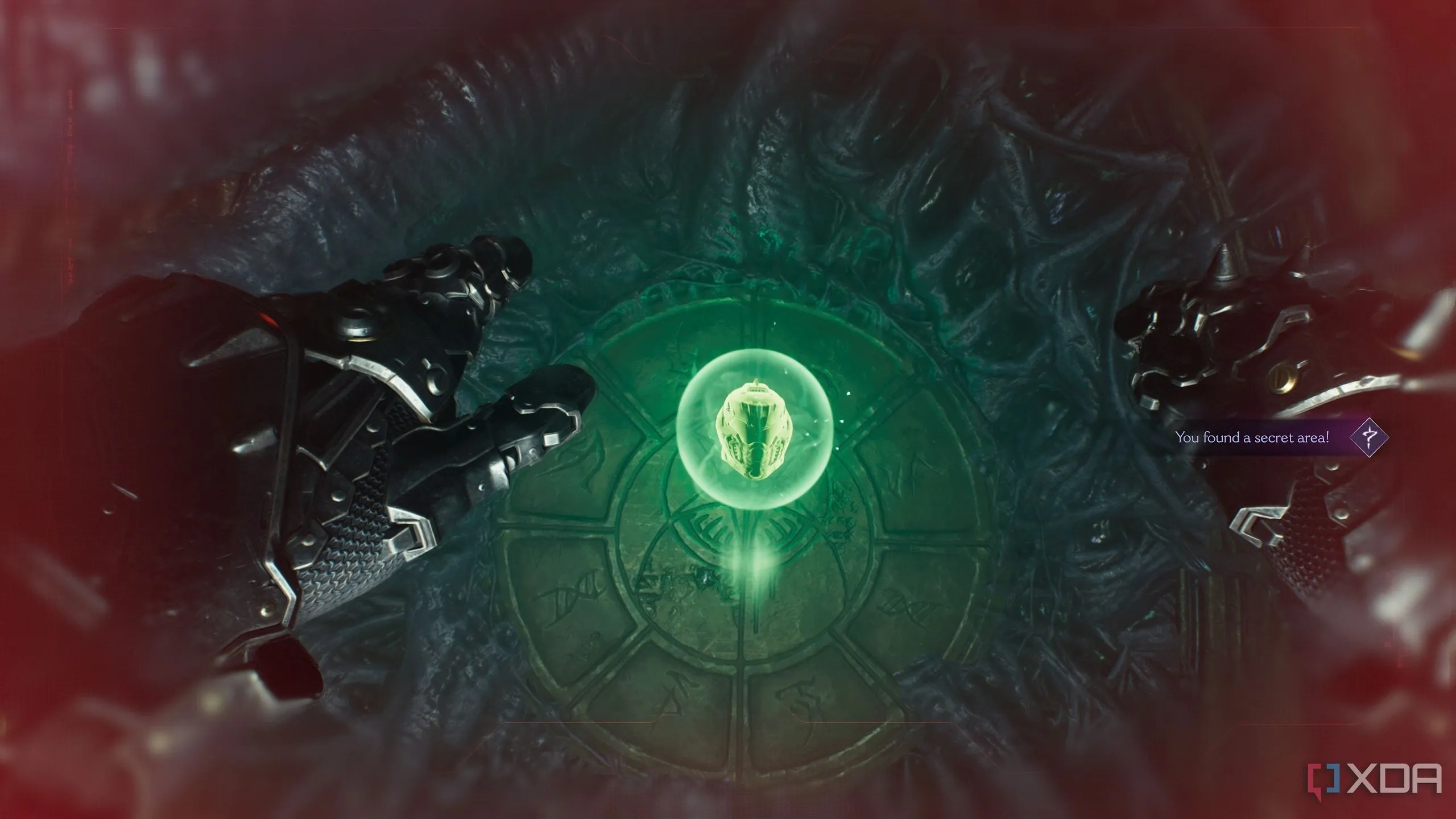 Khu vực bí mật 7 với Life Sigil và vệt vàng dưới nước trong Chương 15 Doom The Dark Ages.