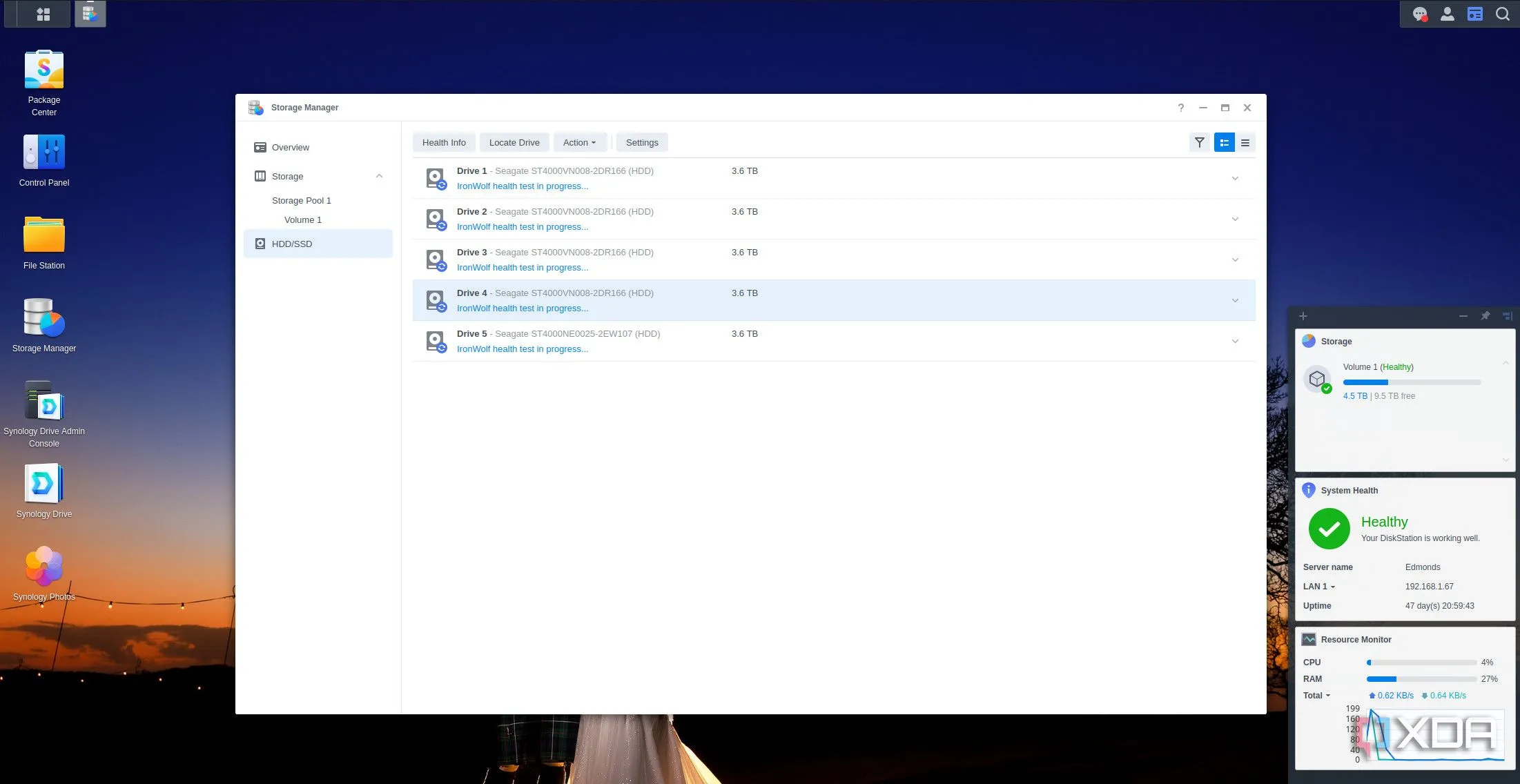 Kiểm tra tình trạng ổ cứng IronWolf trên NAS Synology DSM 7.1
