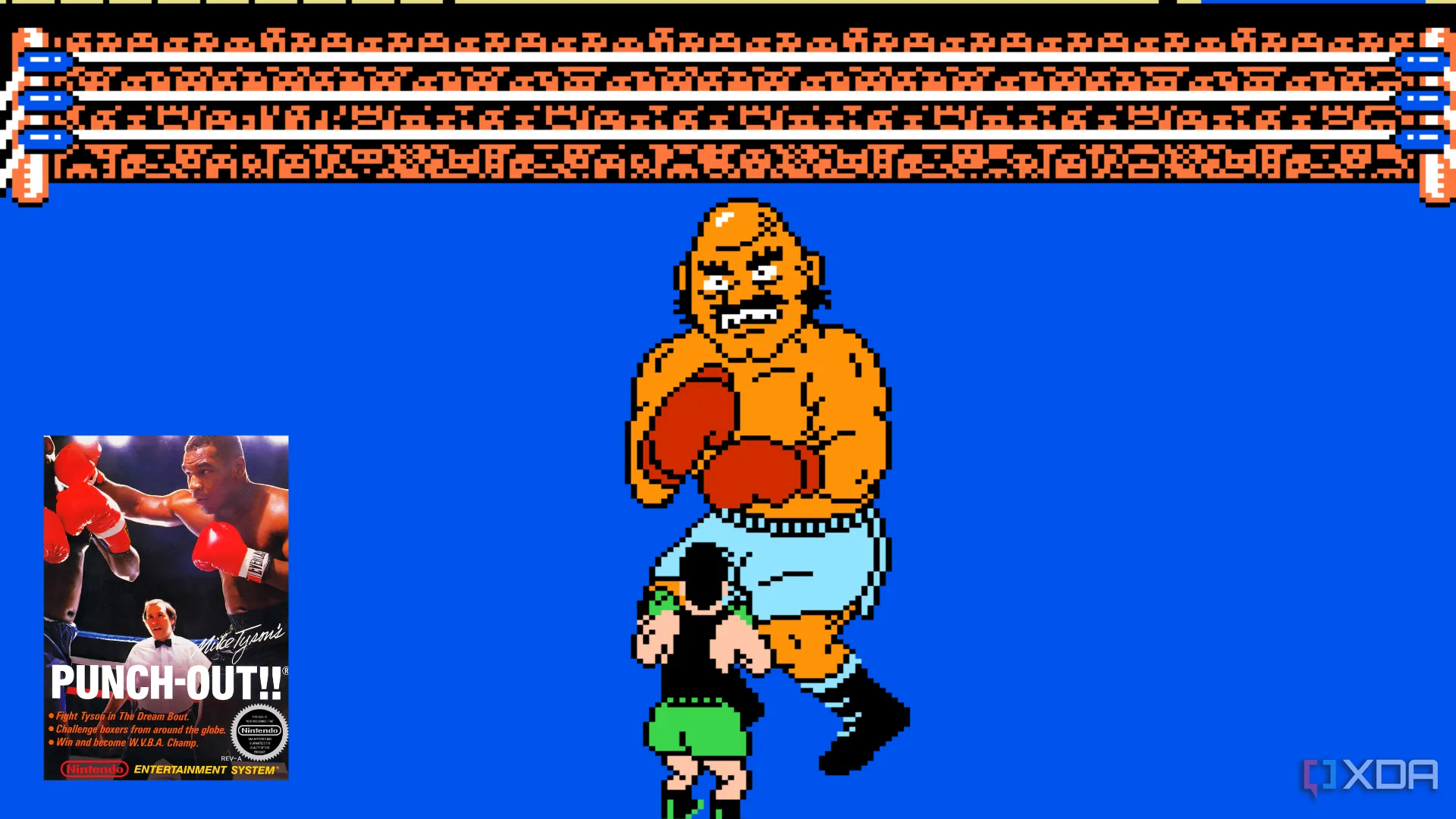 Little Mac đấm đối thủ Bald Bull trong Mike Tyson's Punch-Out!, một trong những trận đấu quyền Anh khó nhằn nhất trên NES.