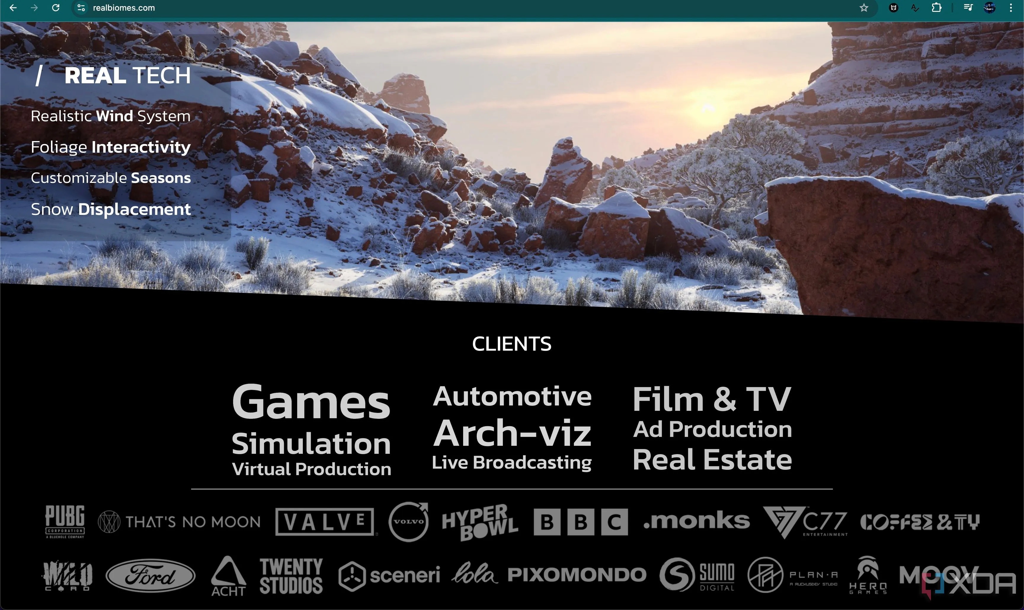 Logo của RealBiomes, một công ty tạo môi trường 3D đã liệt kê Valve là khách hàng tiềm năng cho việc phát triển game