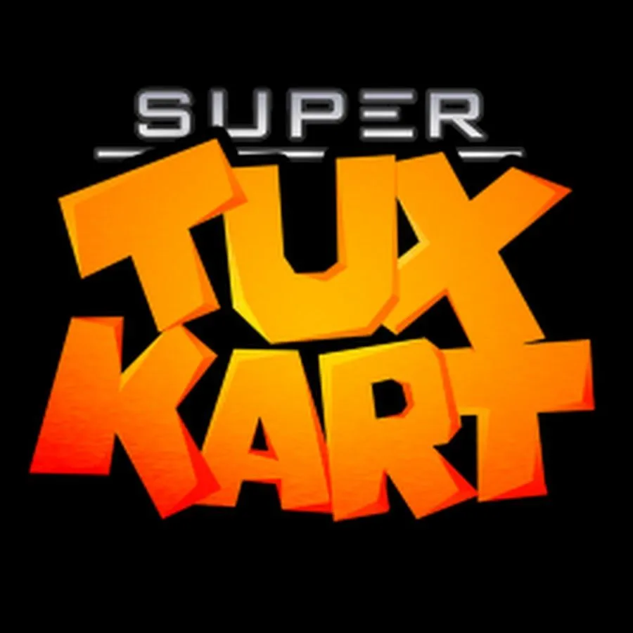Logo game đua xe SuperTuxKart với nhân vật chim cánh cụt Tux