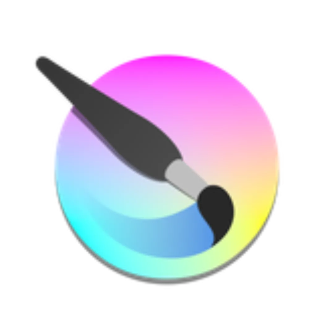 Logo Krita với biểu tượng cọ vẽ đặt trên bảng màu rực rỡ
