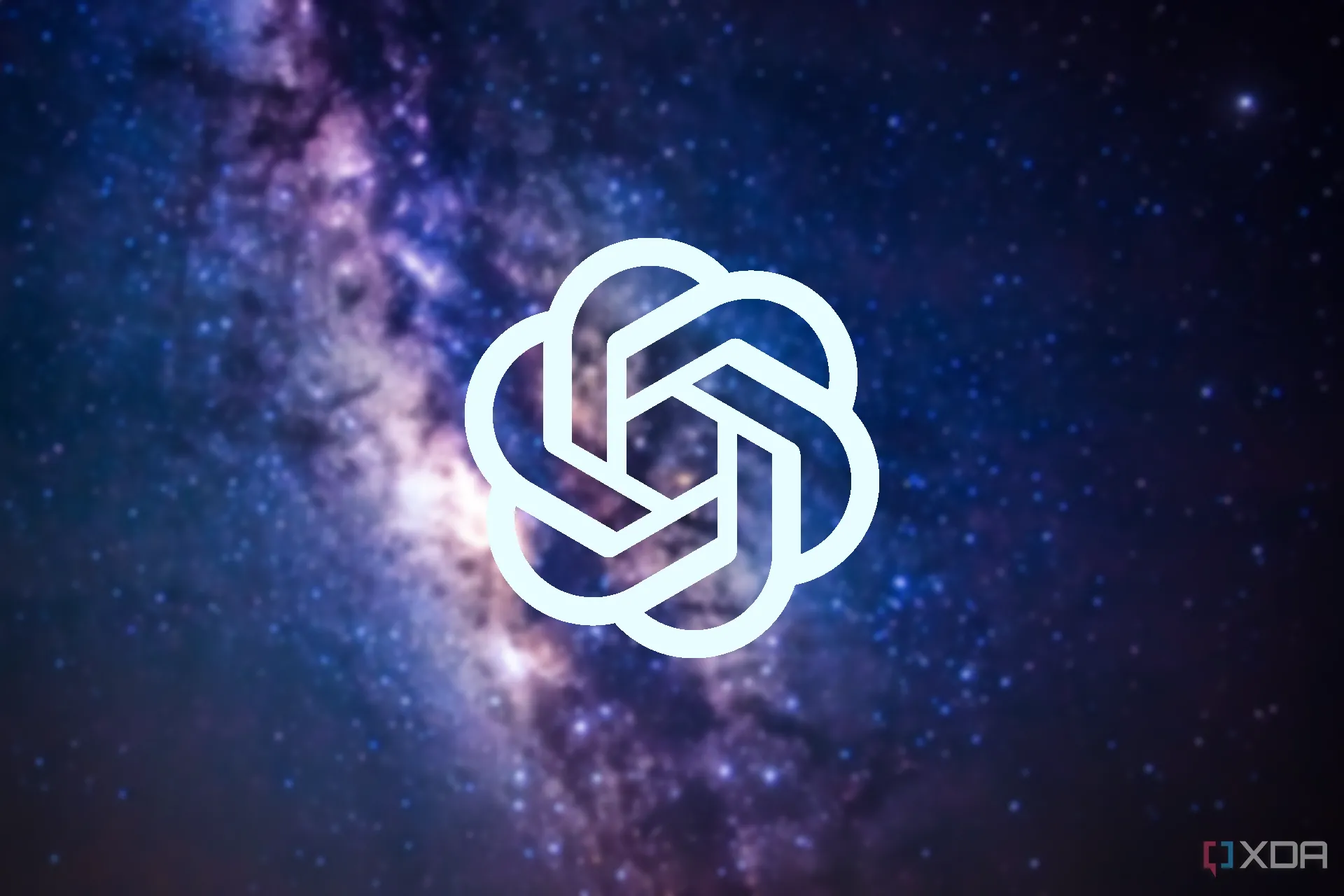 Logo OpenAI trên nền không gian mờ