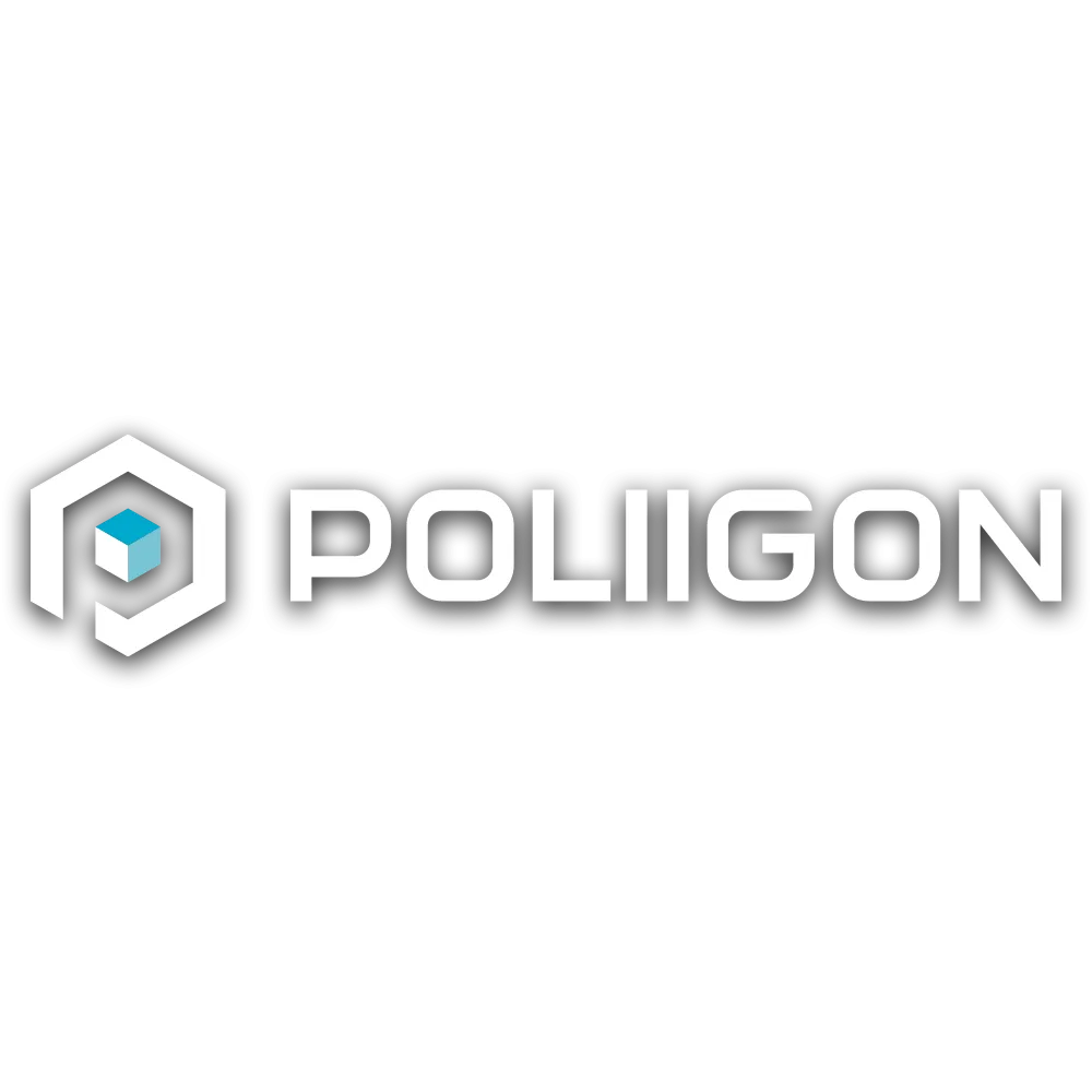 Logo Poliigon với kiểu chữ hiện đại và biểu tượng đơn giản