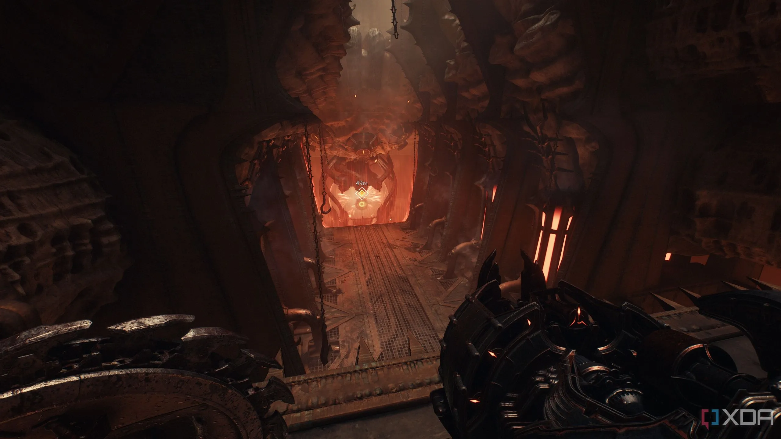 Lối thoát hiểm từ Hell Carrier bị cháy trong Doom: The Dark Ages
