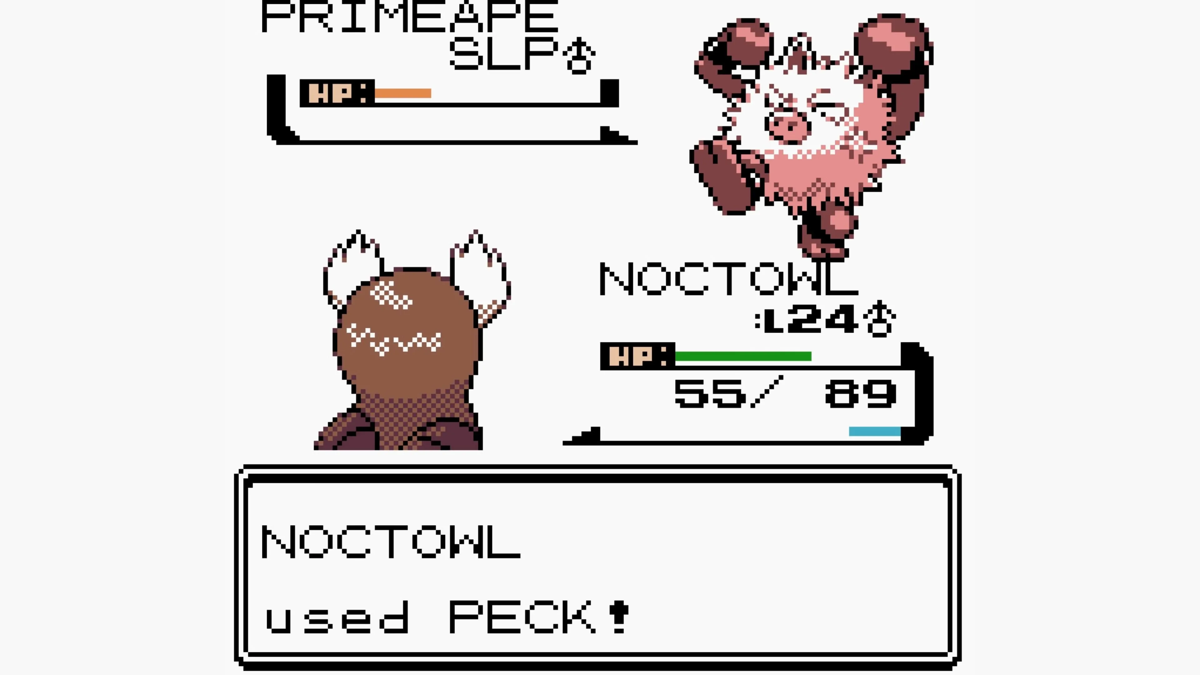 Màn hình chiến đấu trong Pokémon Prism, hiển thị các Pokémon mới và giao diện chiến đấu cổ điển.