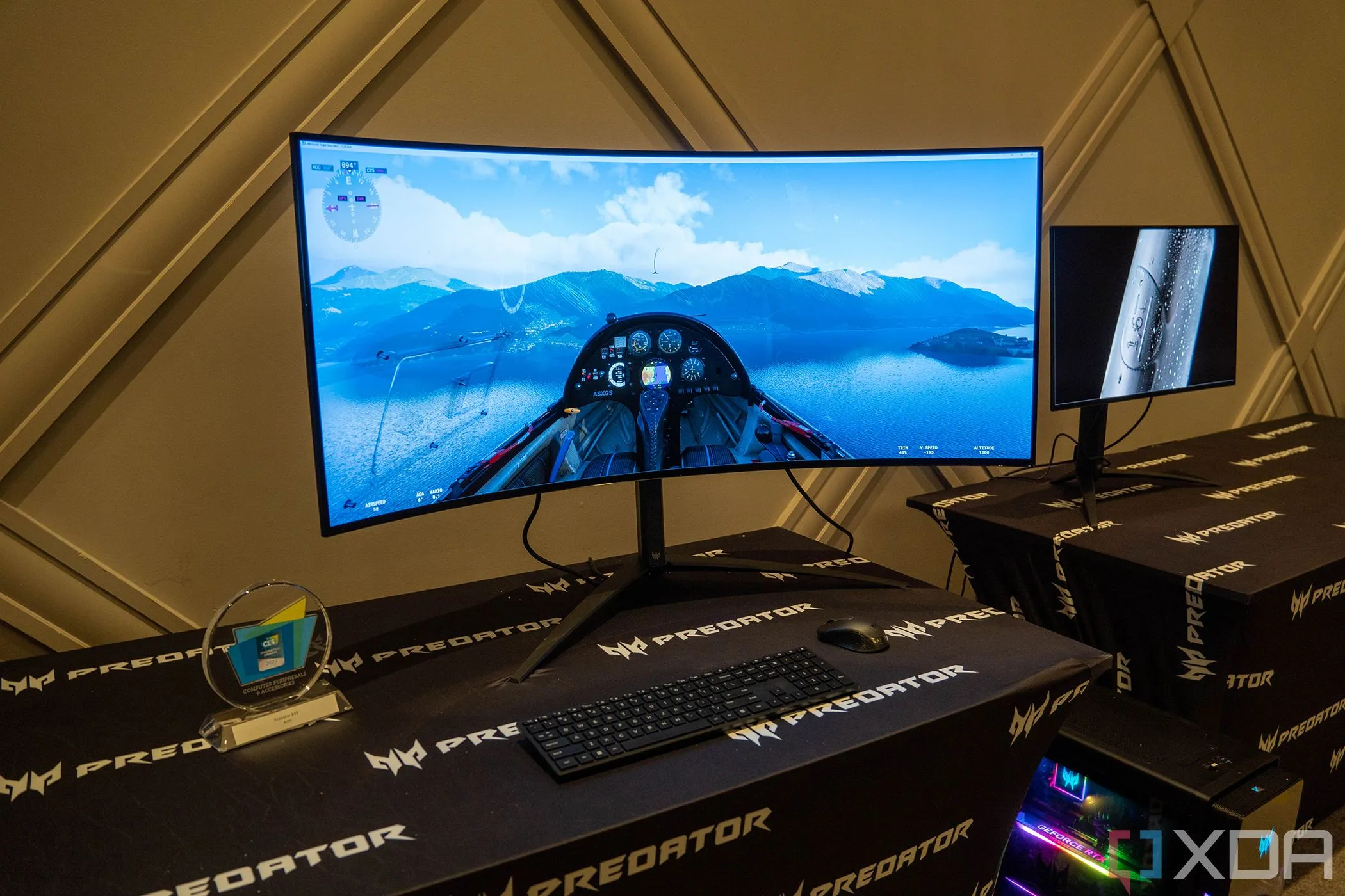 Màn hình chơi game cong Acer Predator X45 hiển thị đồ họa sắc nét, nhấn mạnh vai trò của màn hình trong việc tránh điểm nghẽn hiệu năng PC.