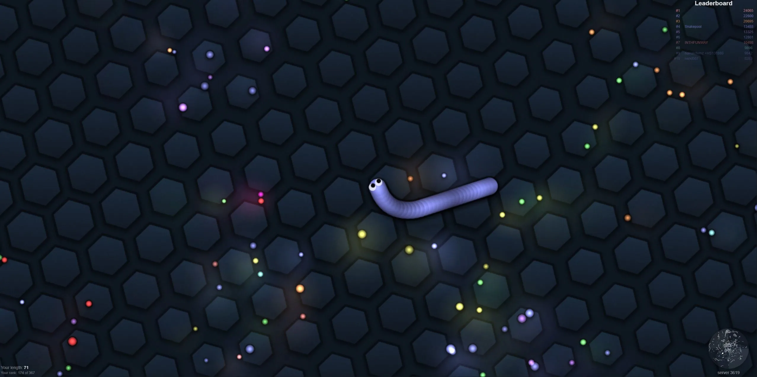 Màn hình chơi game Slither.io vui nhộn trên trình duyệt web