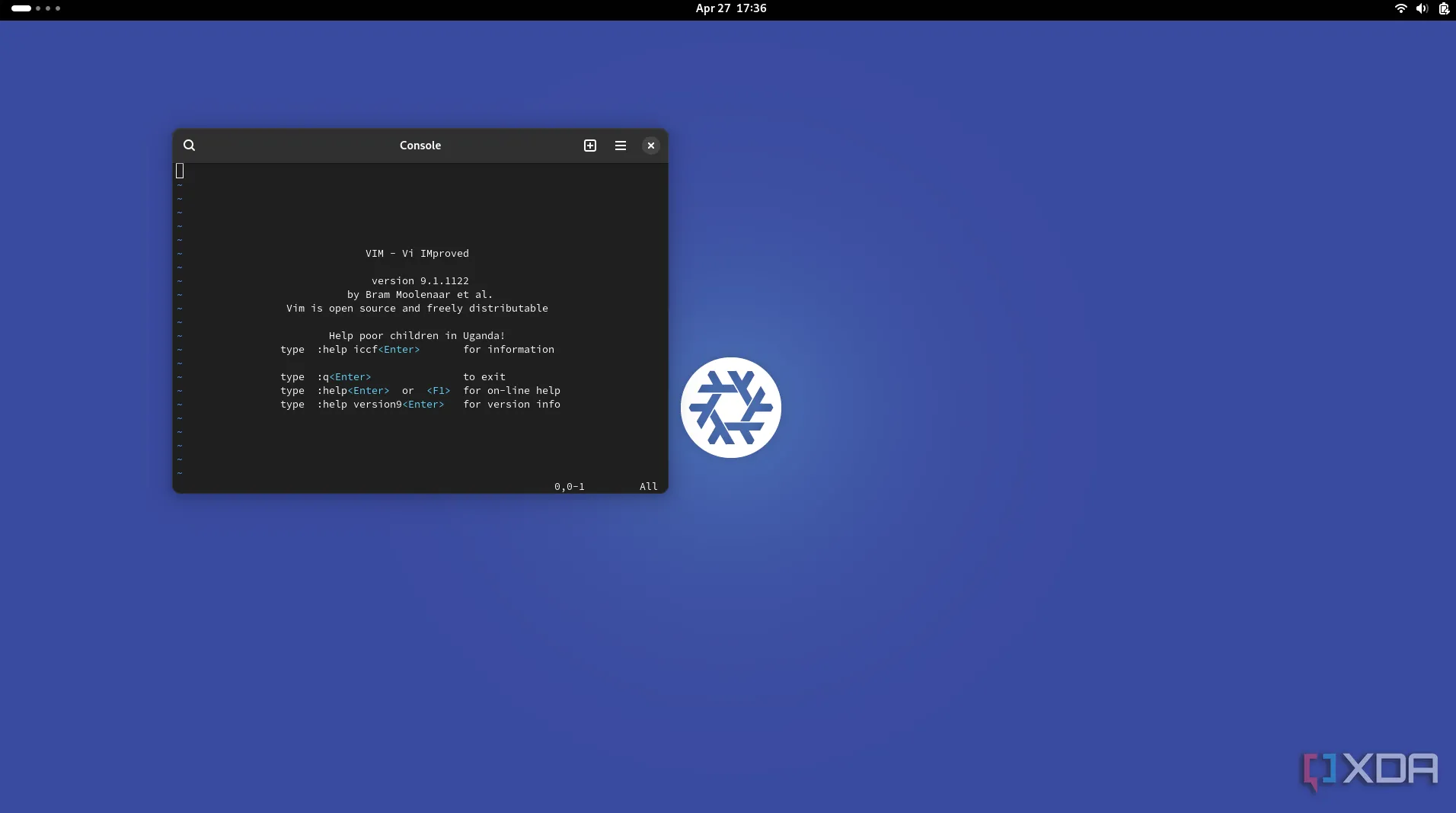 Màn hình console của hệ điều hành NixOS, minh họa môi trường Linux
