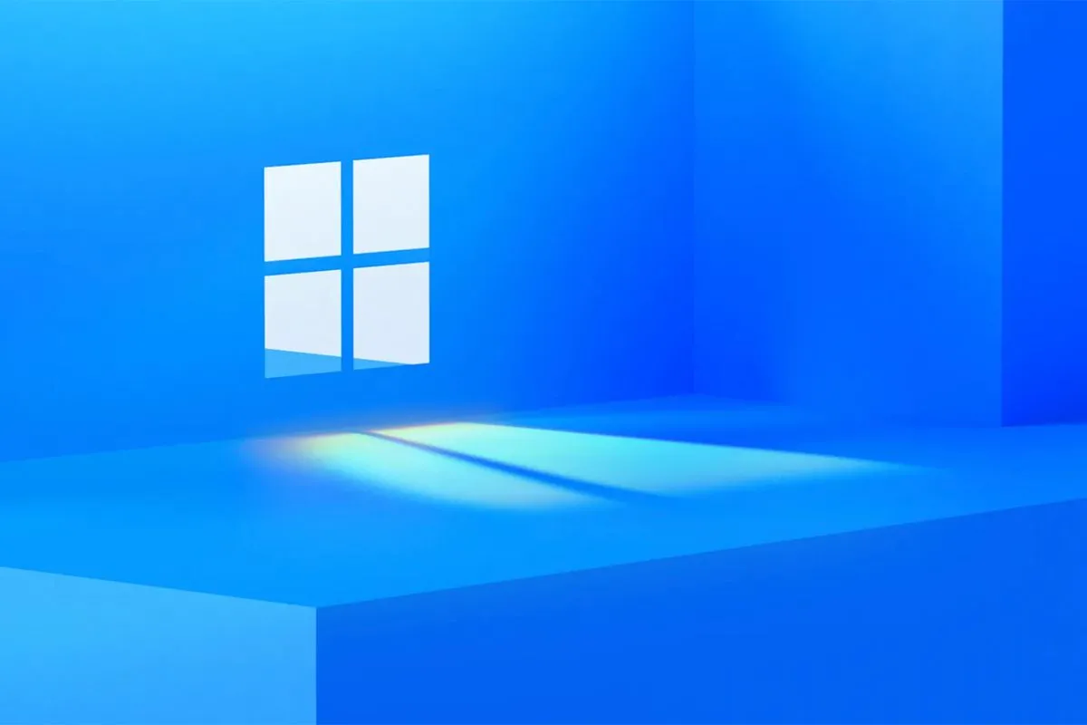Màn hình giao diện Windows 11 trong video giới thiệu, biểu tượng cho hệ điều hành mới của Microsoft.
