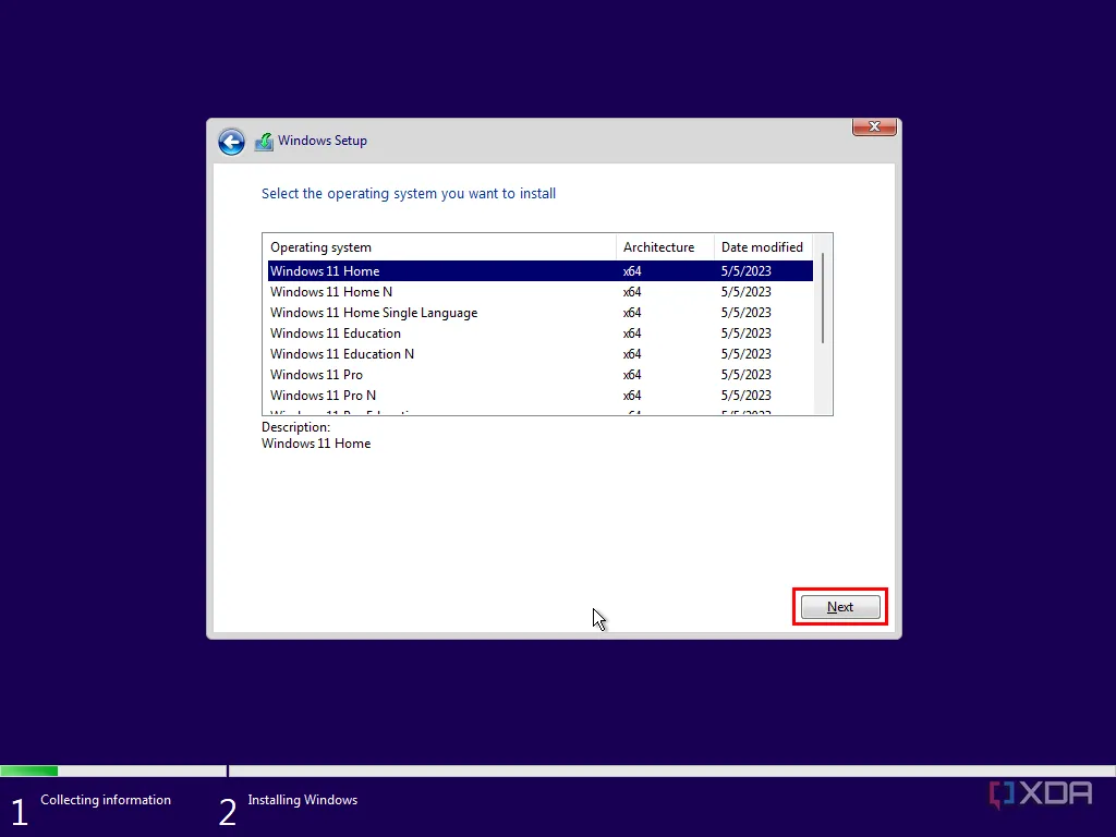 Màn hình môi trường cài đặt Windows 11, minh họa quá trình cài đặt lại hệ điều hành.