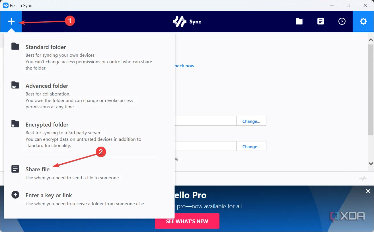 Màn hình Resilio Sync minh họa quá trình chia sẻ tệp qua phương pháp P2P
