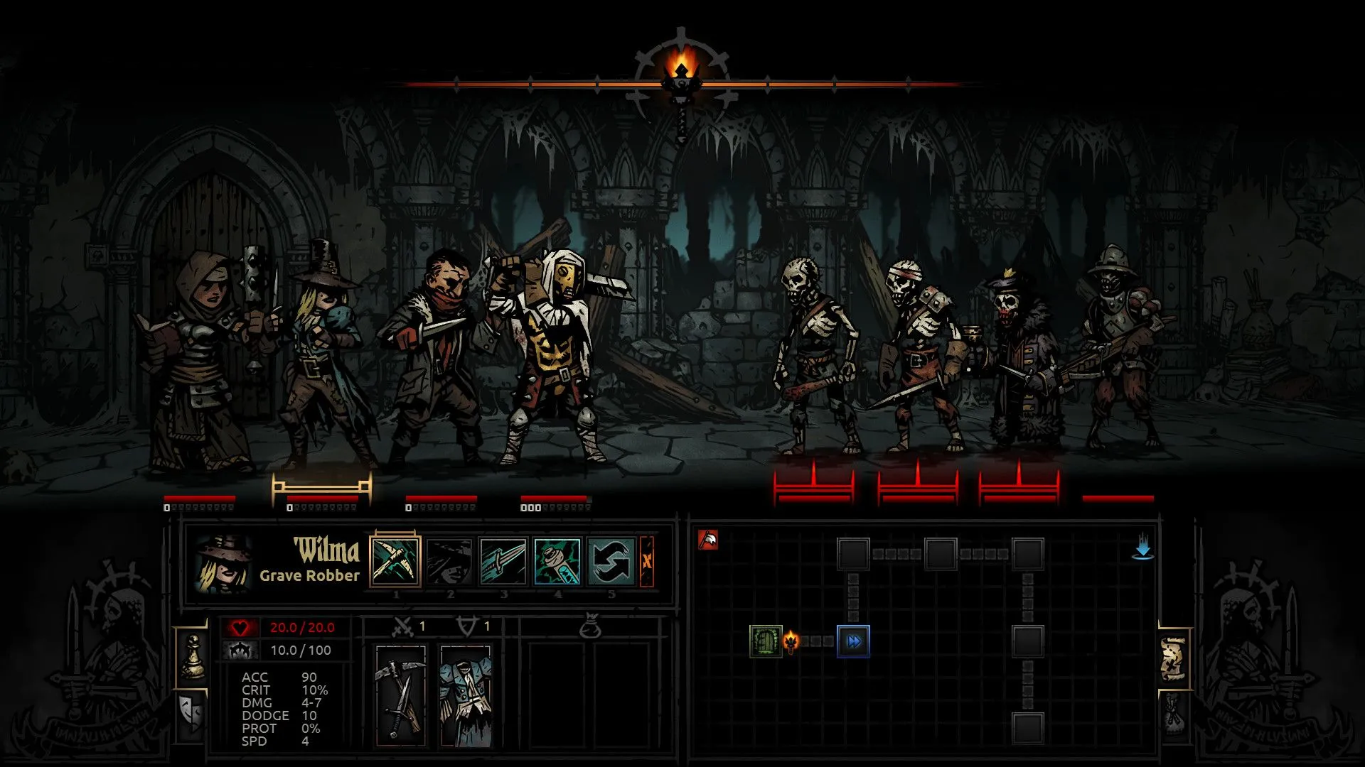 Màn hình trò chơi Darkest Dungeon, minh họa cho trải nghiệm gaming và thời gian tải game
