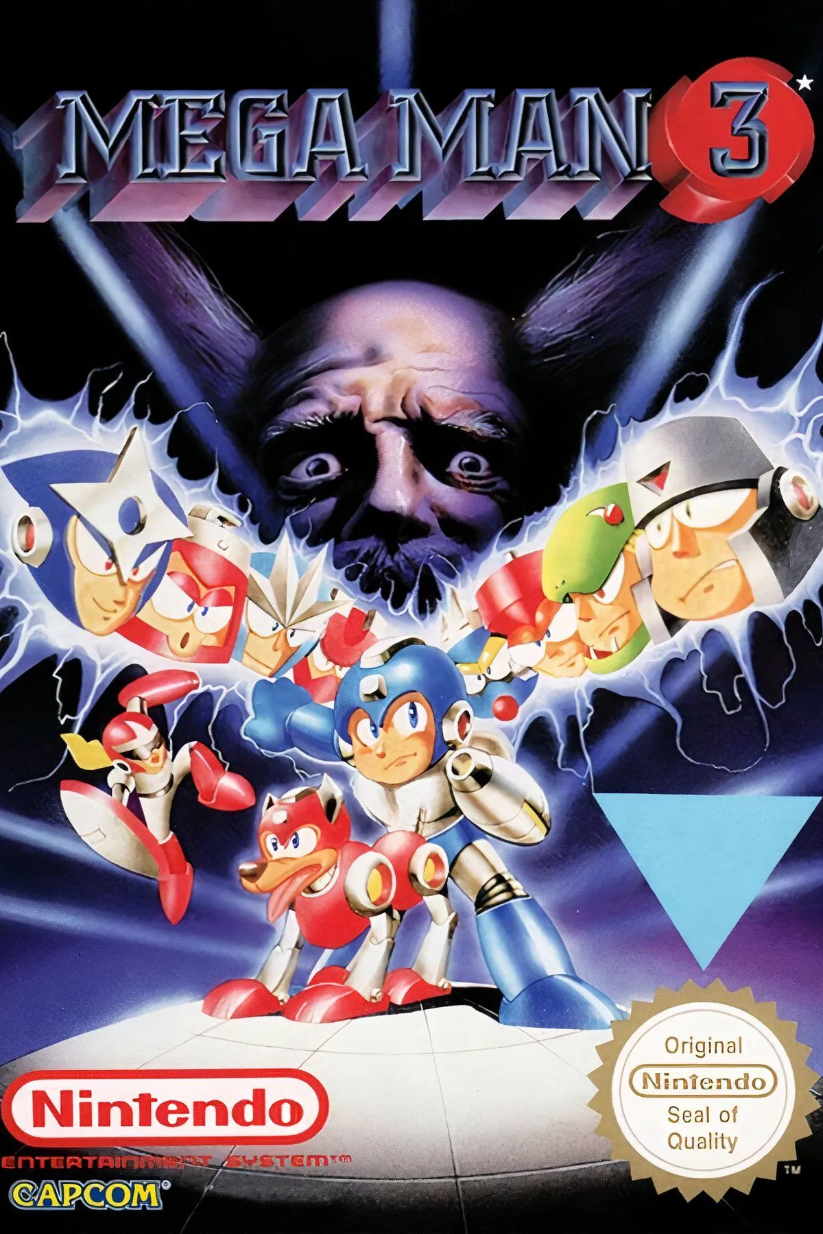 Mega Man đang tấn công trong game Mega Man 3 trên máy NES