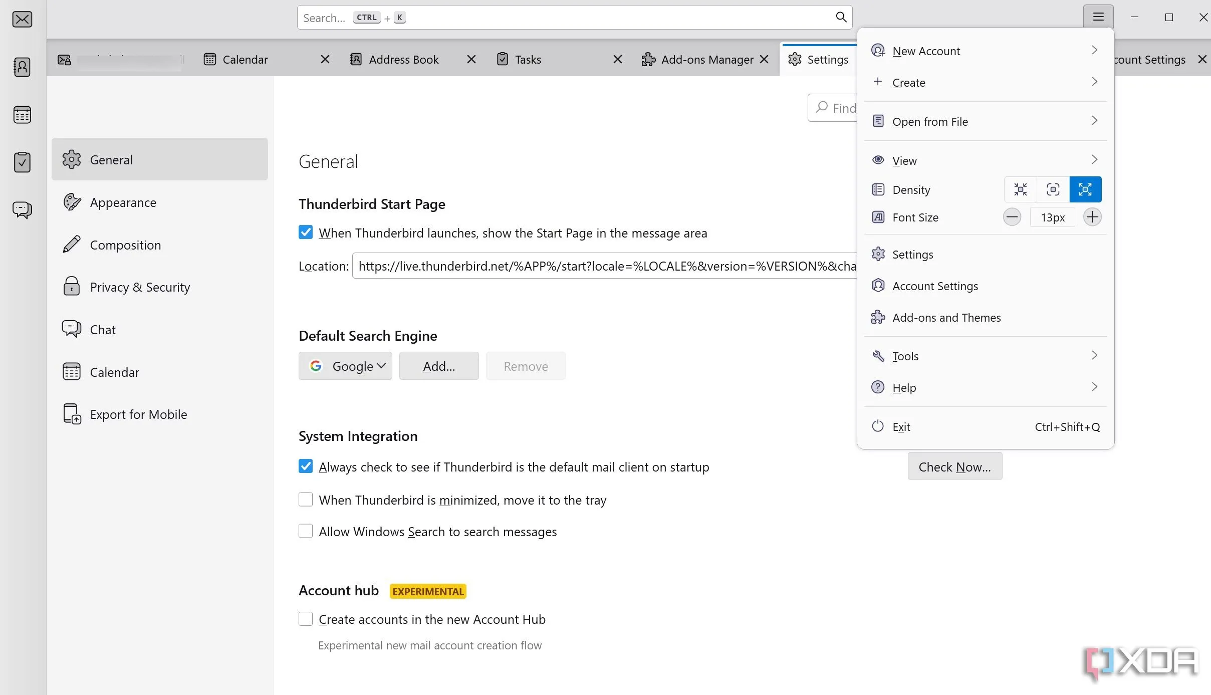 Menu ngữ cảnh khi tương tác với email trong Mozilla Thunderbird