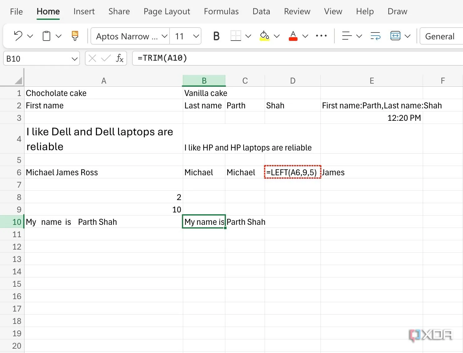 Minh họa hàm TRIM trong Excel loại bỏ khoảng trắng thừa trong chuỗi văn bản, giúp làm sạch dữ liệu.
