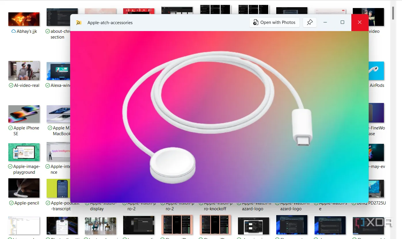Minh họa tính năng Peek của PowerToys hiển thị bản xem trước tệp