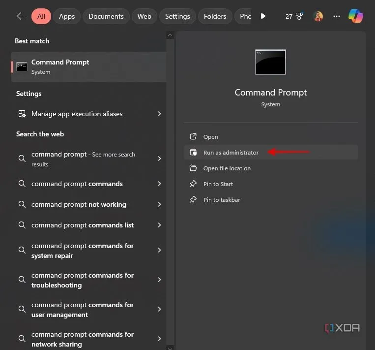 Mở Dấu nhắc Lệnh (Command Prompt) với quyền quản trị viên trên Windows 11