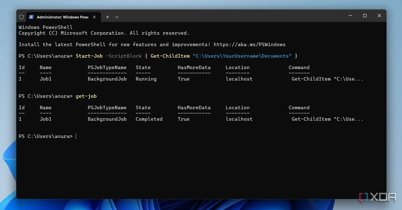 Mô tả tác vụ chạy nền trong PowerShell giúp quản lý hệ thống
