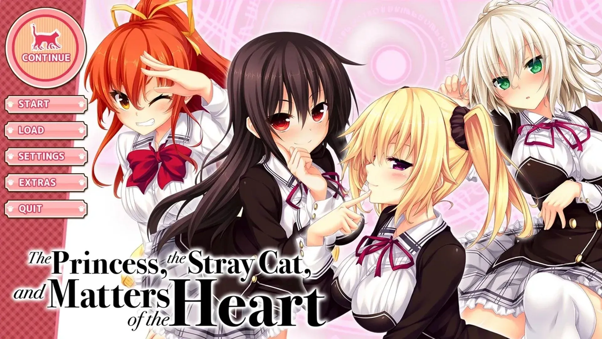 Một ảnh chụp màn hình của menu chính trong Nora Princess And Stray Cat Heart
