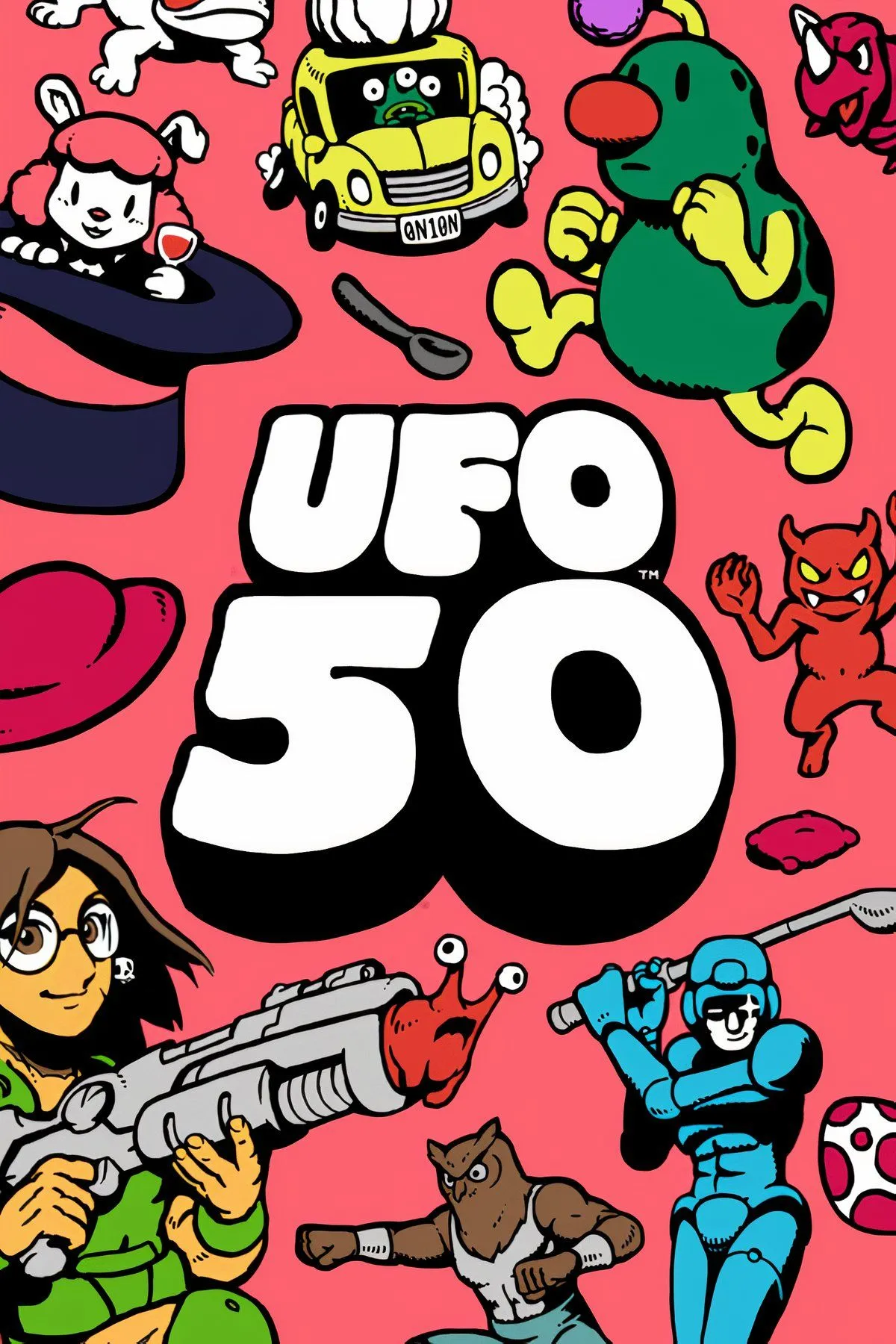 Một cảnh game trong bộ sưu tập UFO 50 với đồ họa 8-bit