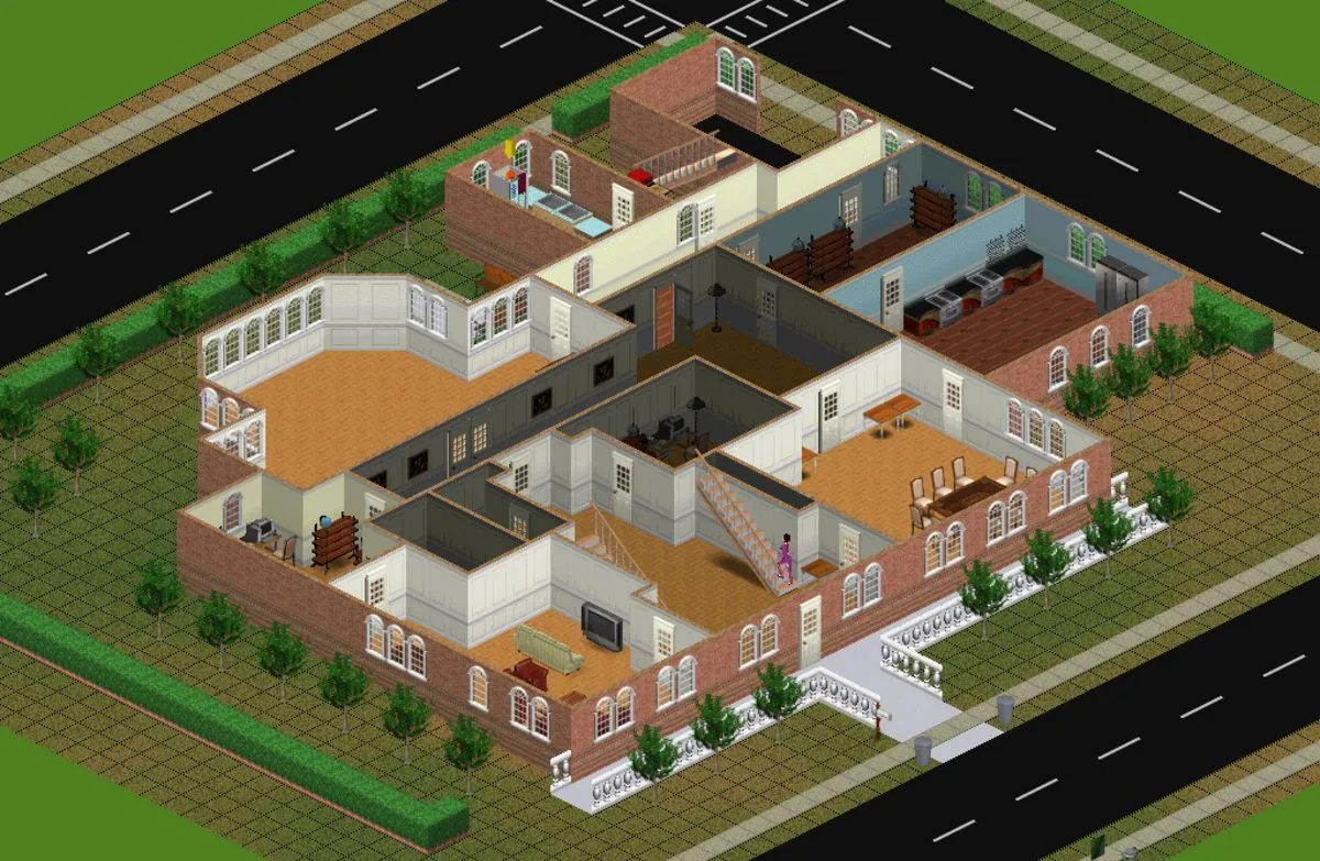 Một cảnh trong The Sims, nơi người chơi quản lý các khía cạnh đời sống hàng ngày của Sim