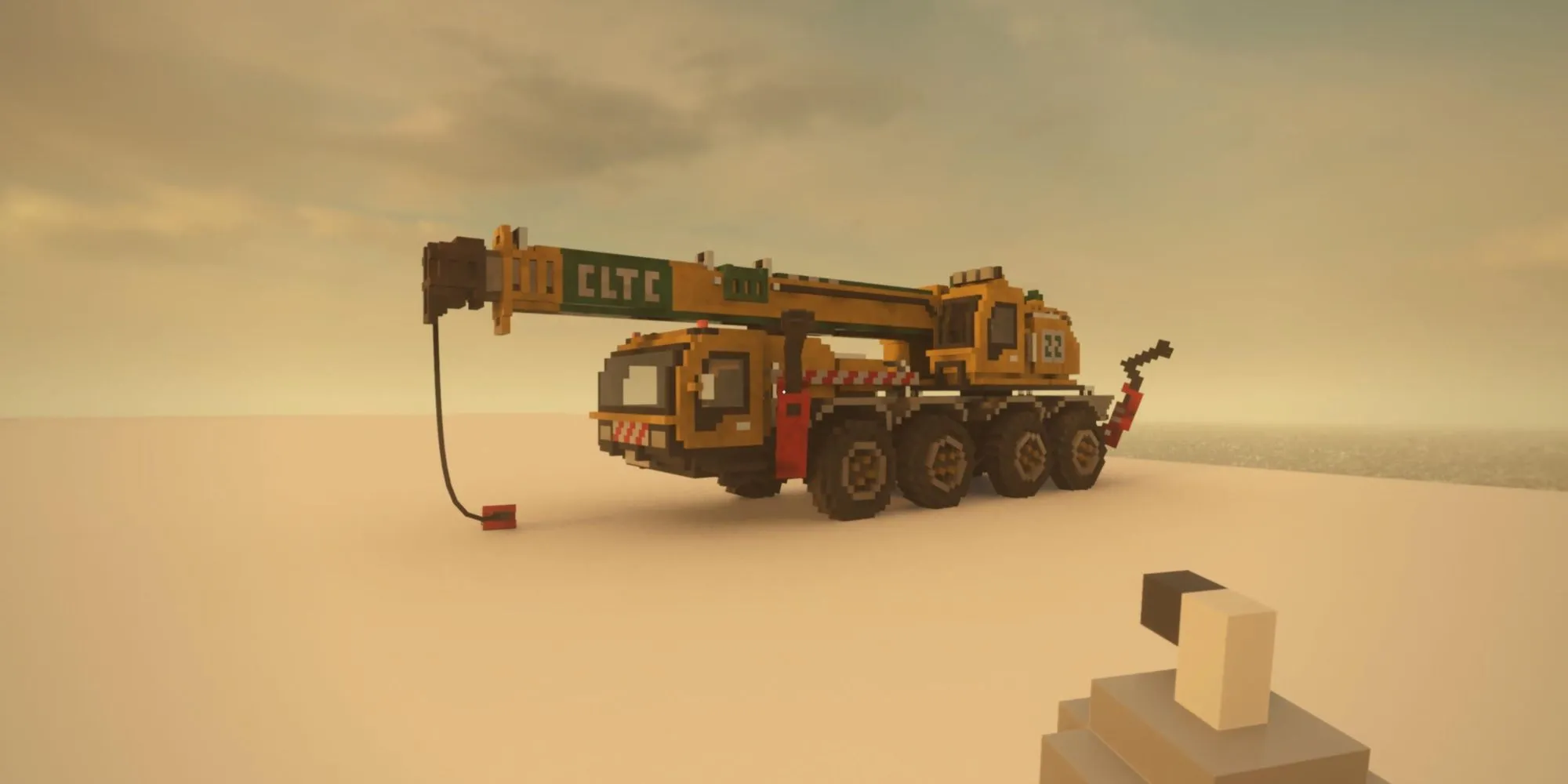 Một chiếc xe tải tiện ích trong khung cảnh đổ nát của game indie Teardown