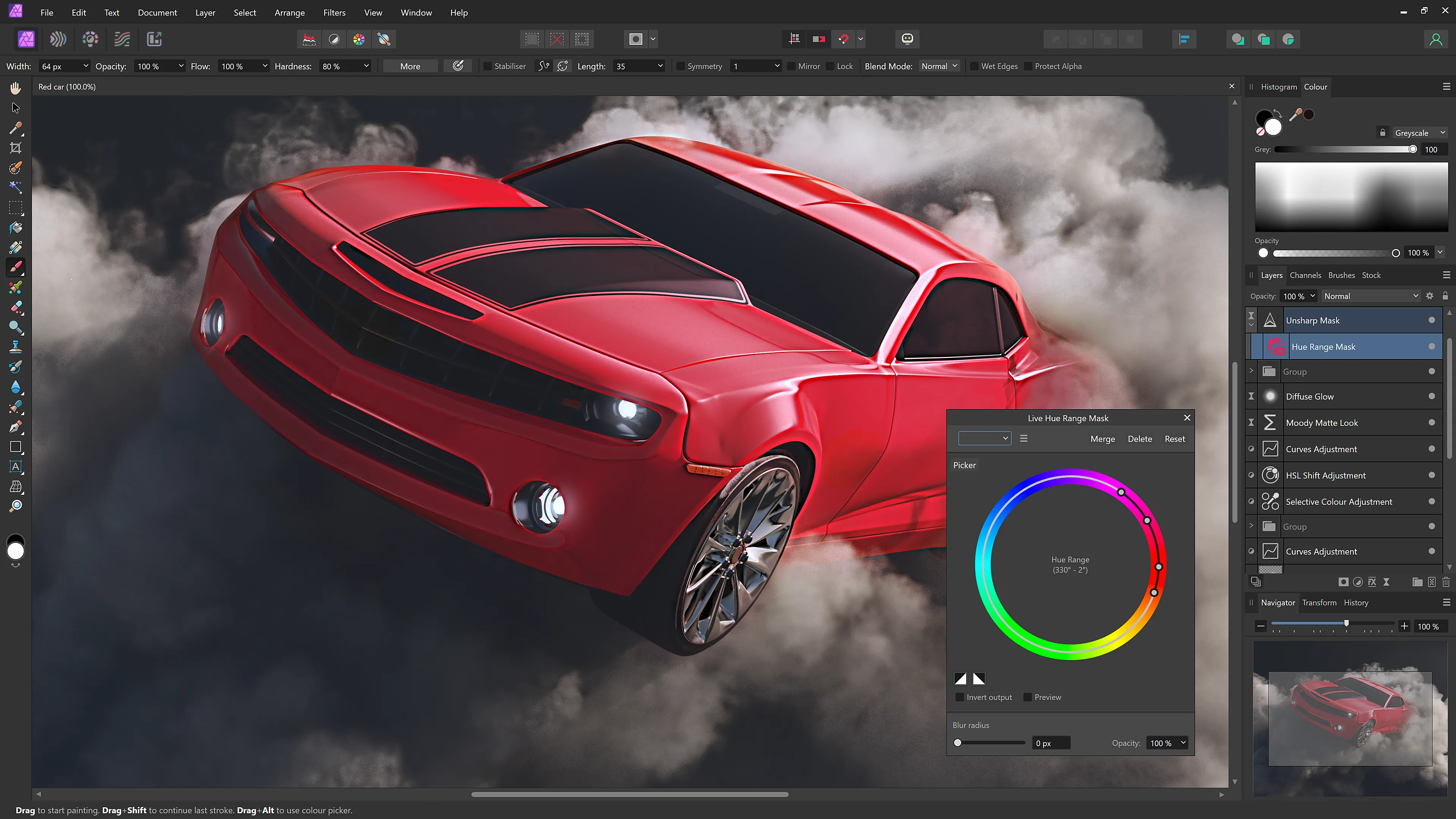 Một dự án mẫu trong Affinity Photo