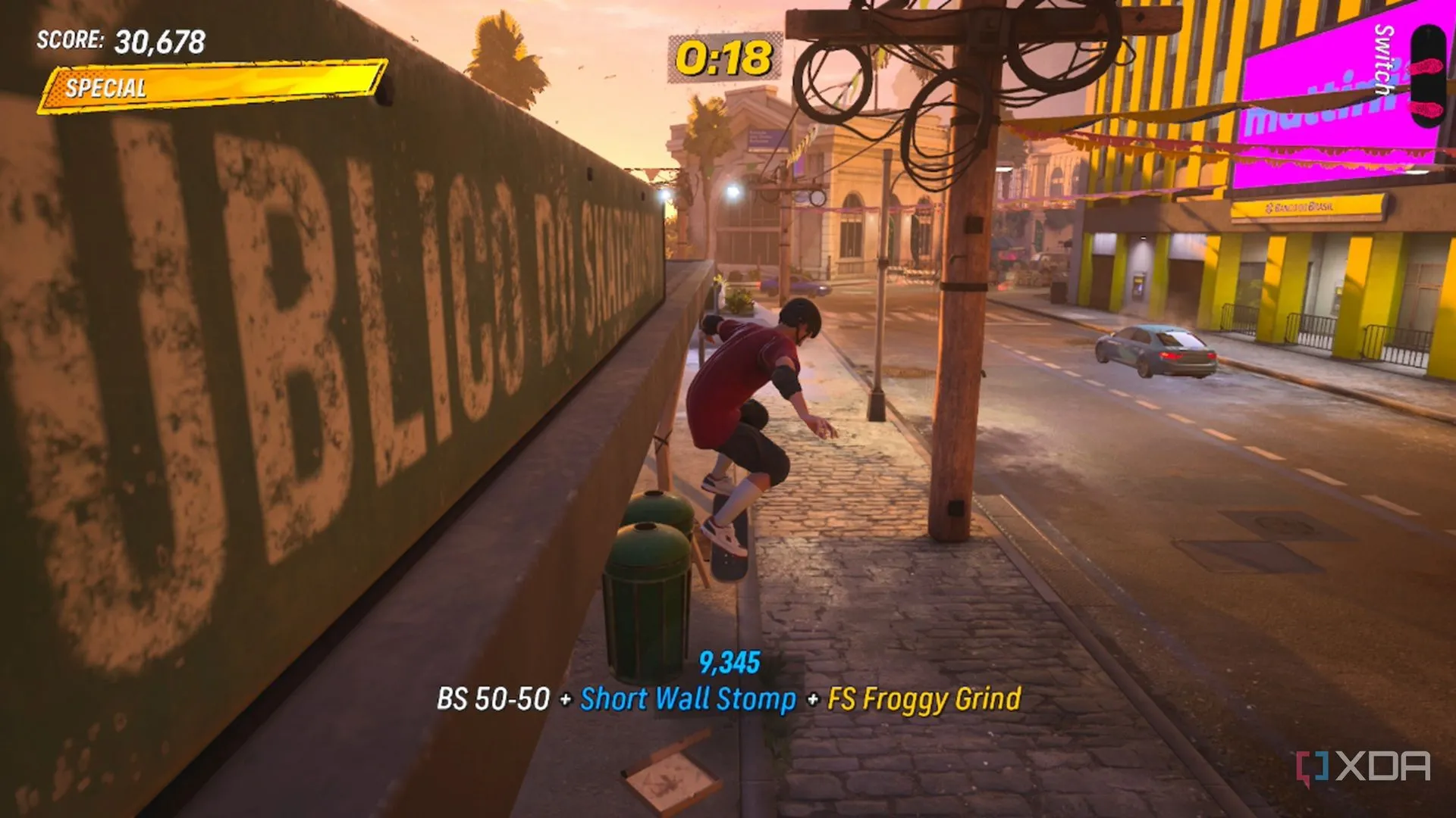Một skater thực hiện chuỗi combo trên không trong Tony Hawk's Pro Skater 3+4, thể hiện lối chơi cổ điển được làm lại.