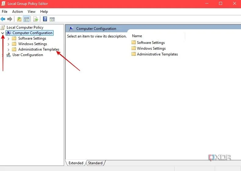 Mục Cấu hình Máy tính trong giao diện Group Policy Editor