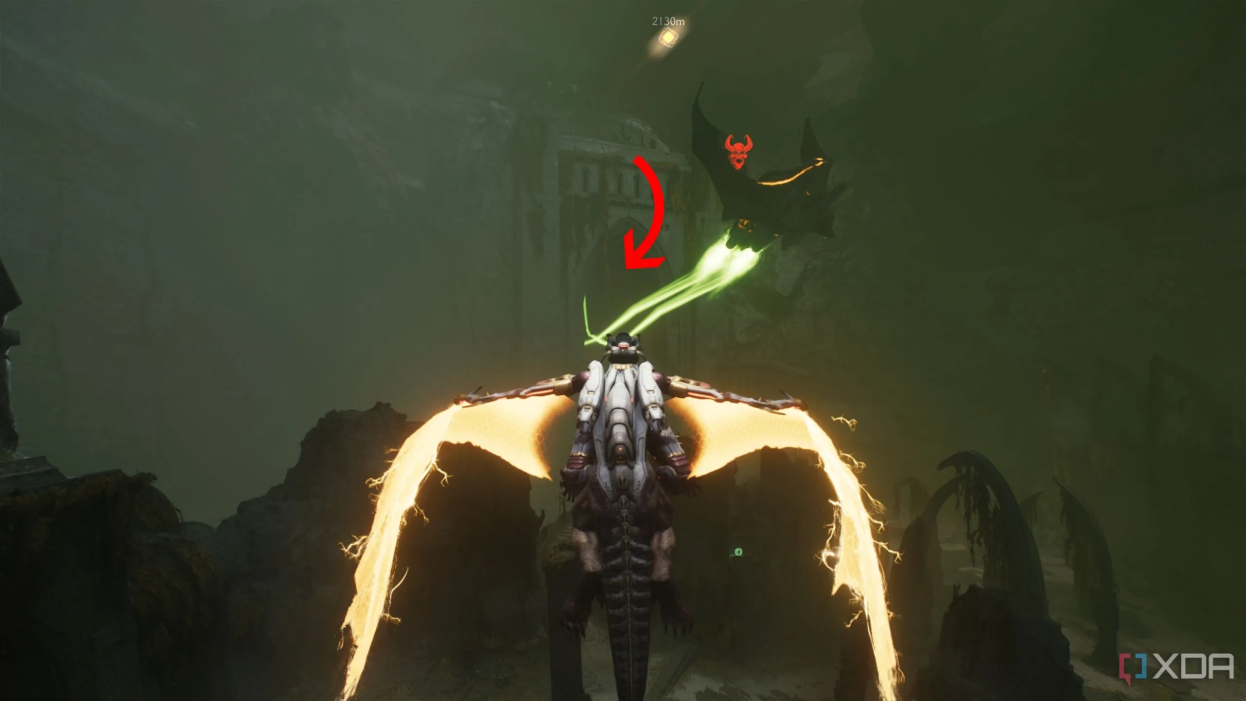 Mũi tên chỉ lối vào bí mật mà tàu Hell Fighter đã đi ra Chapter 14 Doom The Dark Ages