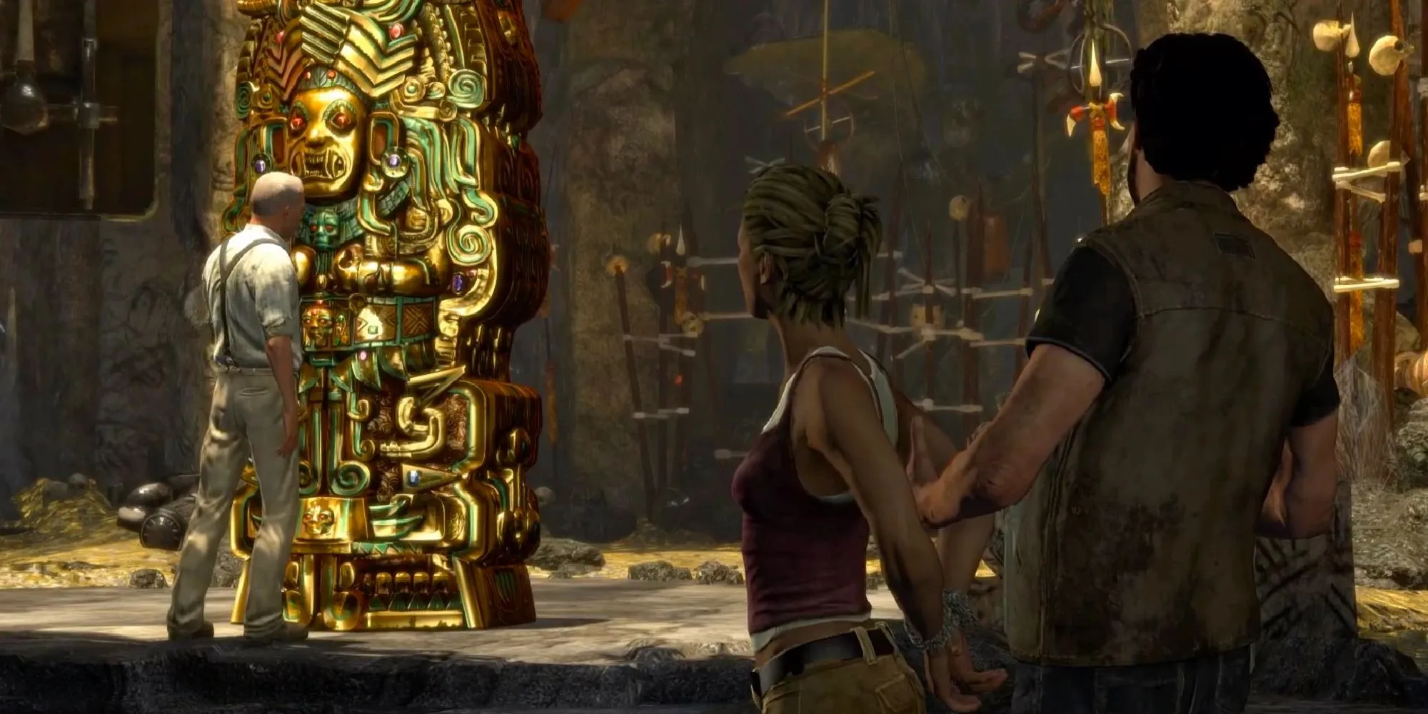 Nathan Drake thực hiện pha hành động mạo hiểm trong Uncharted: Drake's Fortune