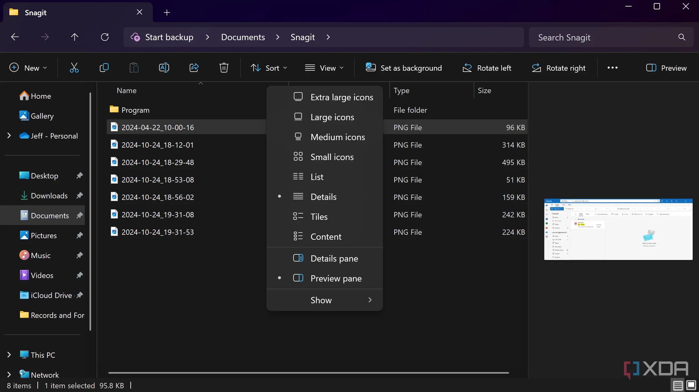 Ngăn xem trước (Preview pane) hiển thị trong File Explorer Windows 11 giúp xem nội dung tệp nhanh chóng